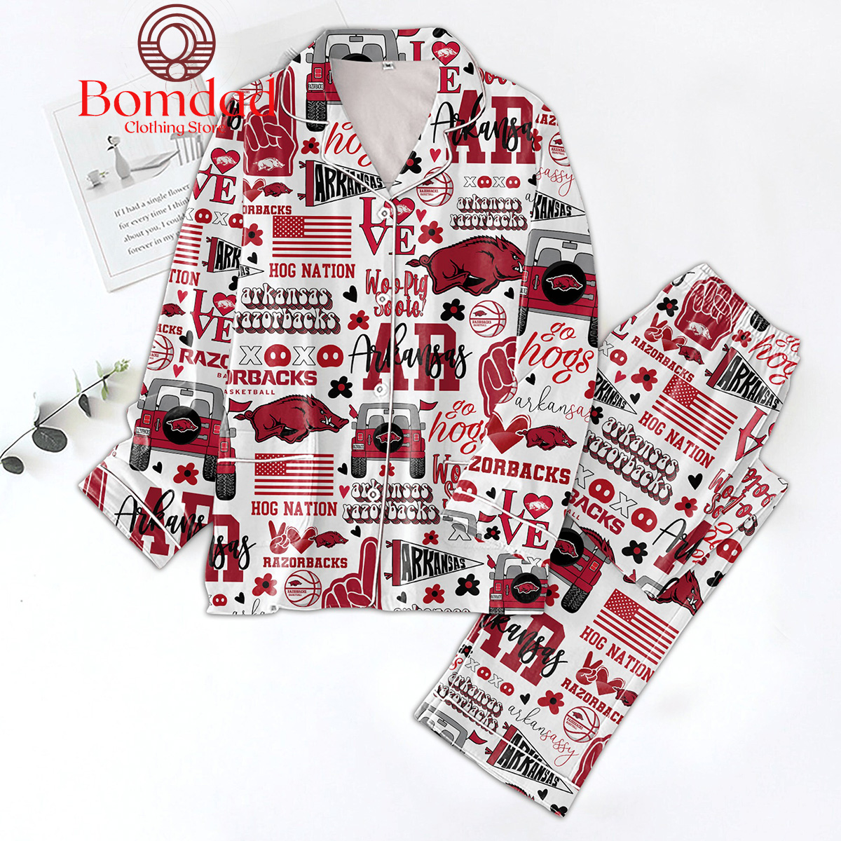 Arkansas Razorbacks Hog Nation Woo Pig Soote Pajamas Set - Bomdad