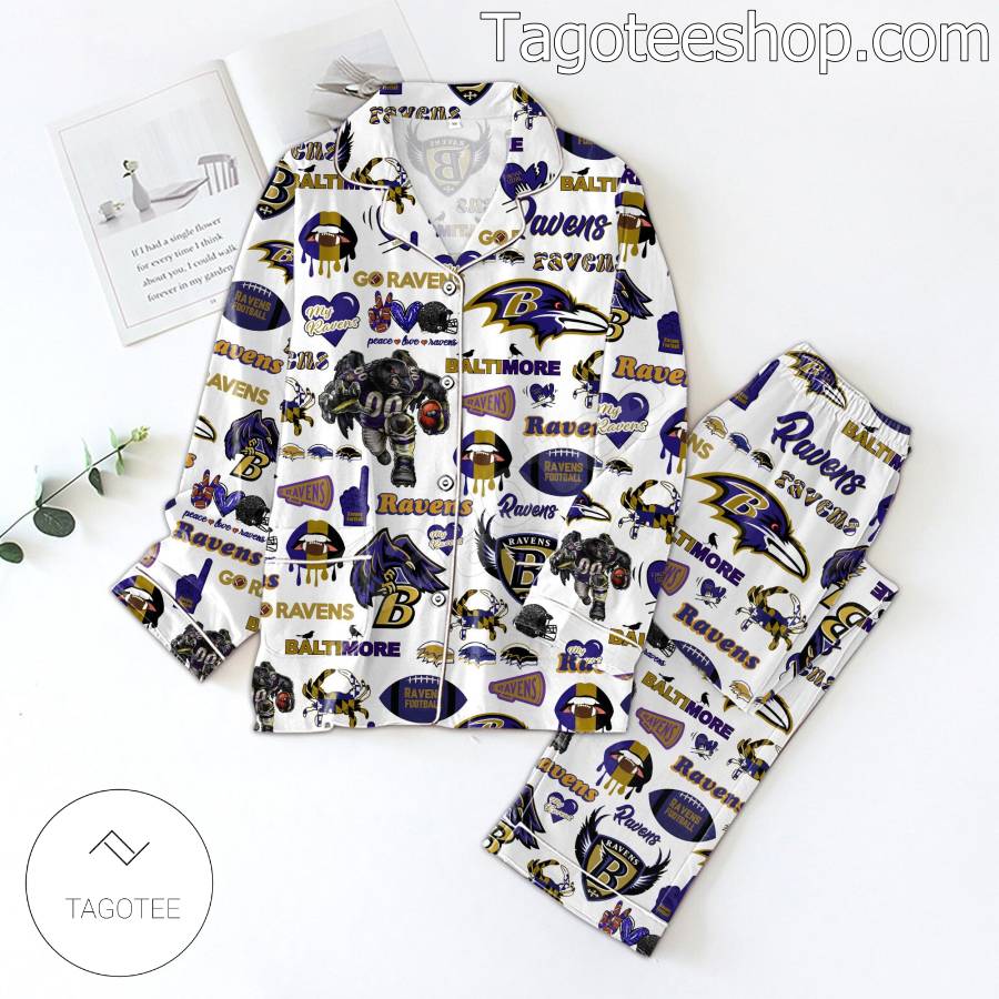 Baltimore Ravens Pattern Men Women's Pajamas Set