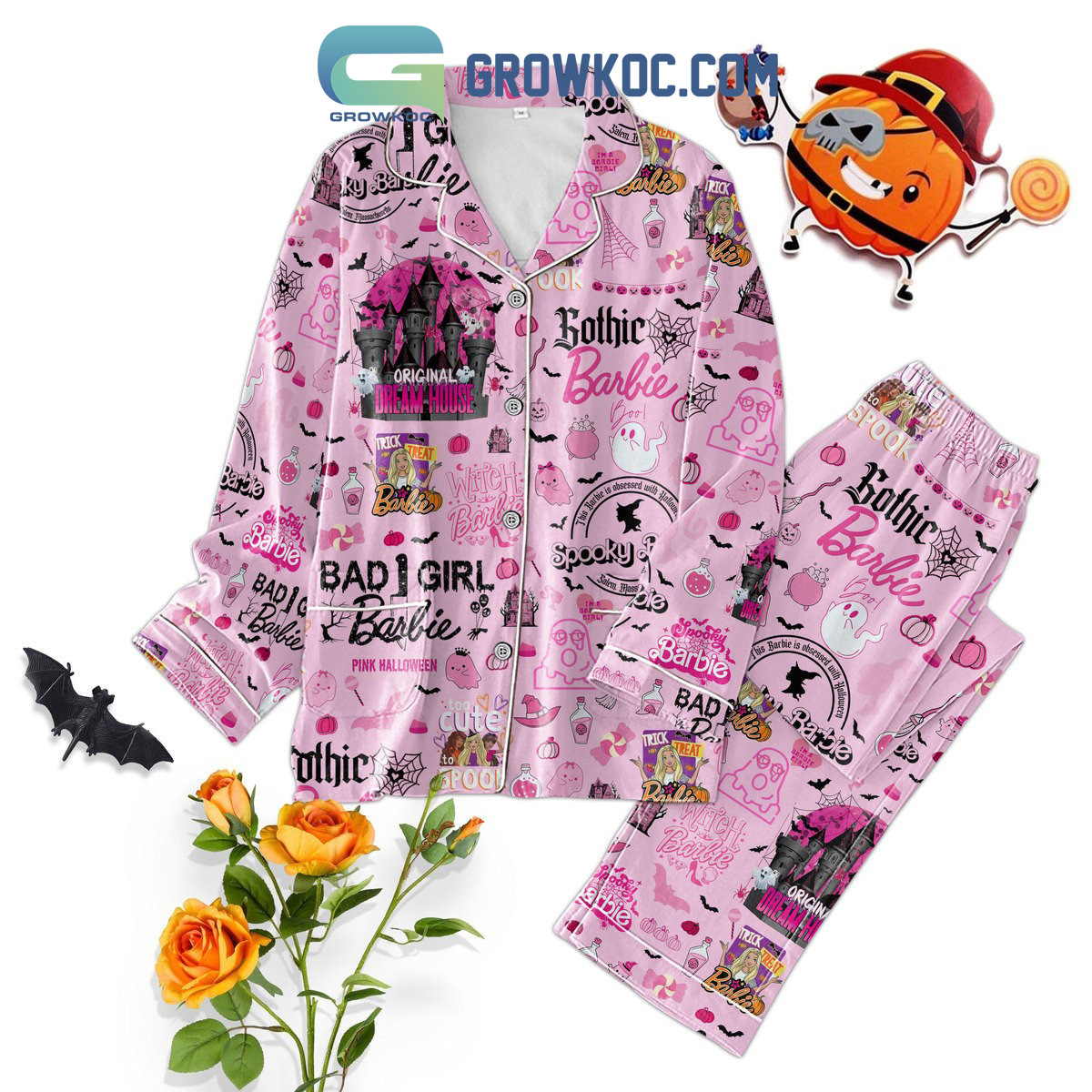 Barbie Pink Halloween Trick Or Treat Original Dream House Pajamas Set