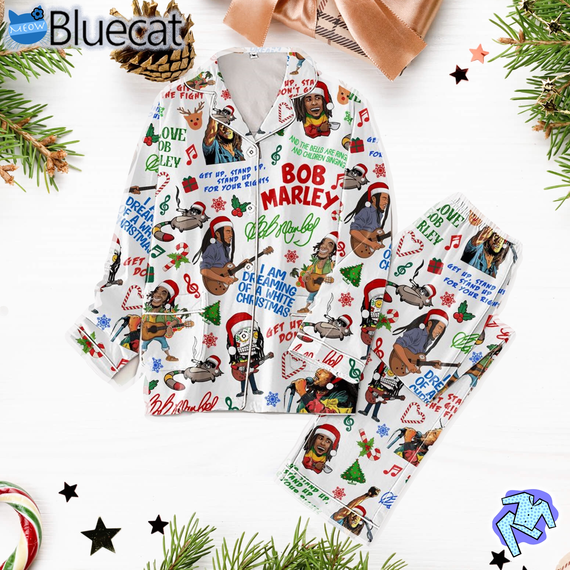 Bob Marley – White Christmas Pajamas Set