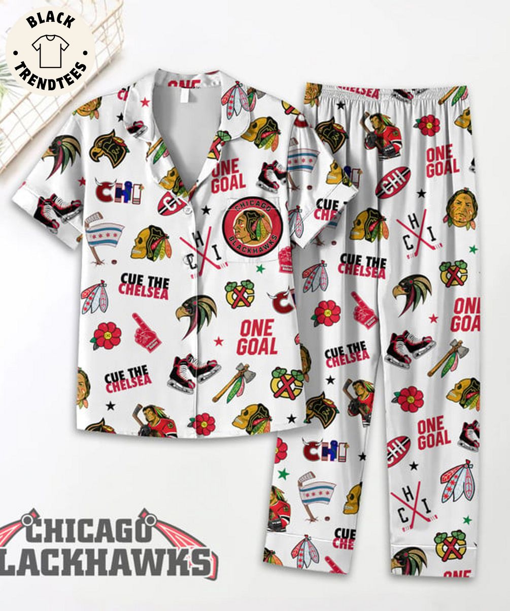 Chicago Blackhawks Cue The Chelsea One Goal Flower Design Pijamas Set