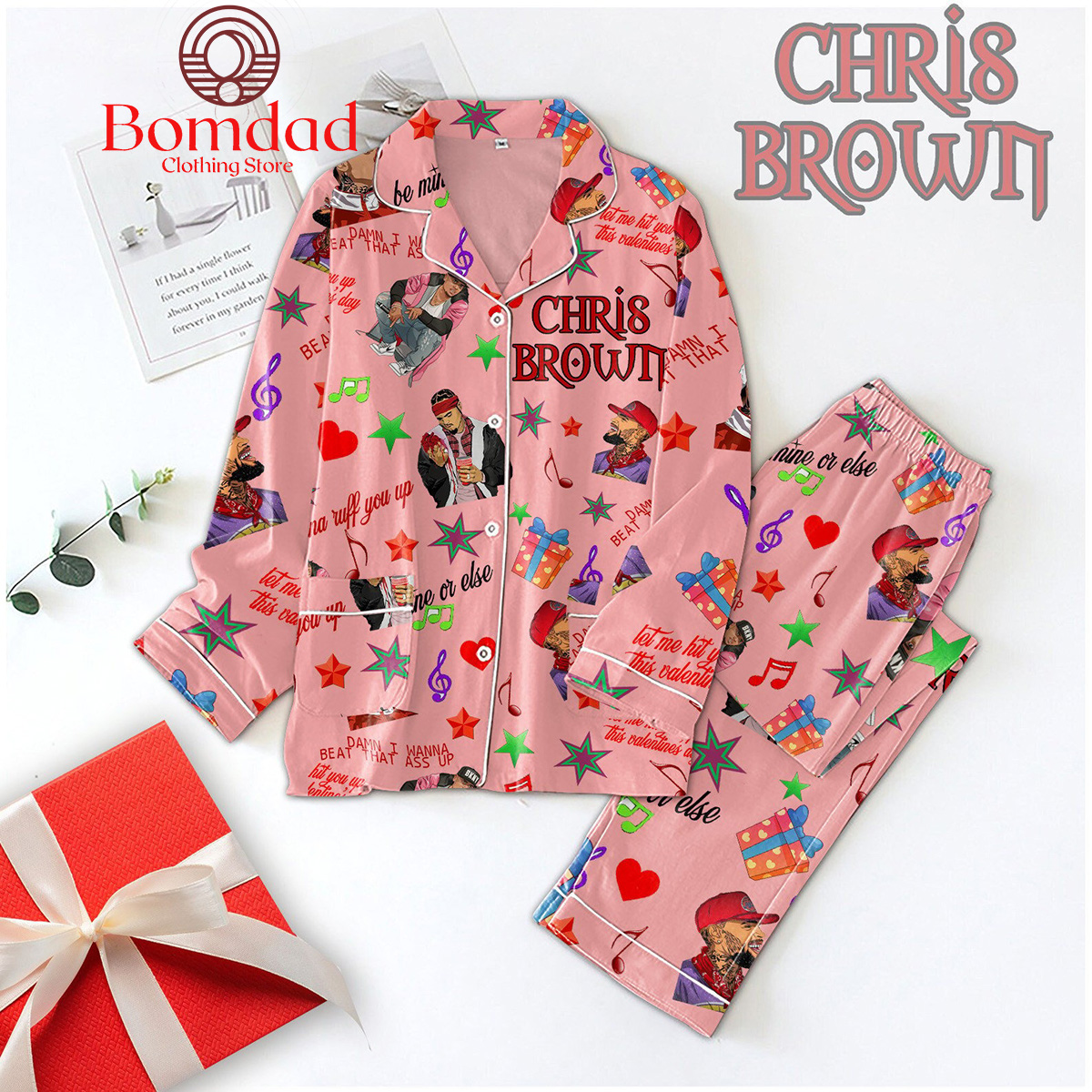 Chris Brown Let Me Hit You This Valentine's Day Pajamas Set - Bomdad