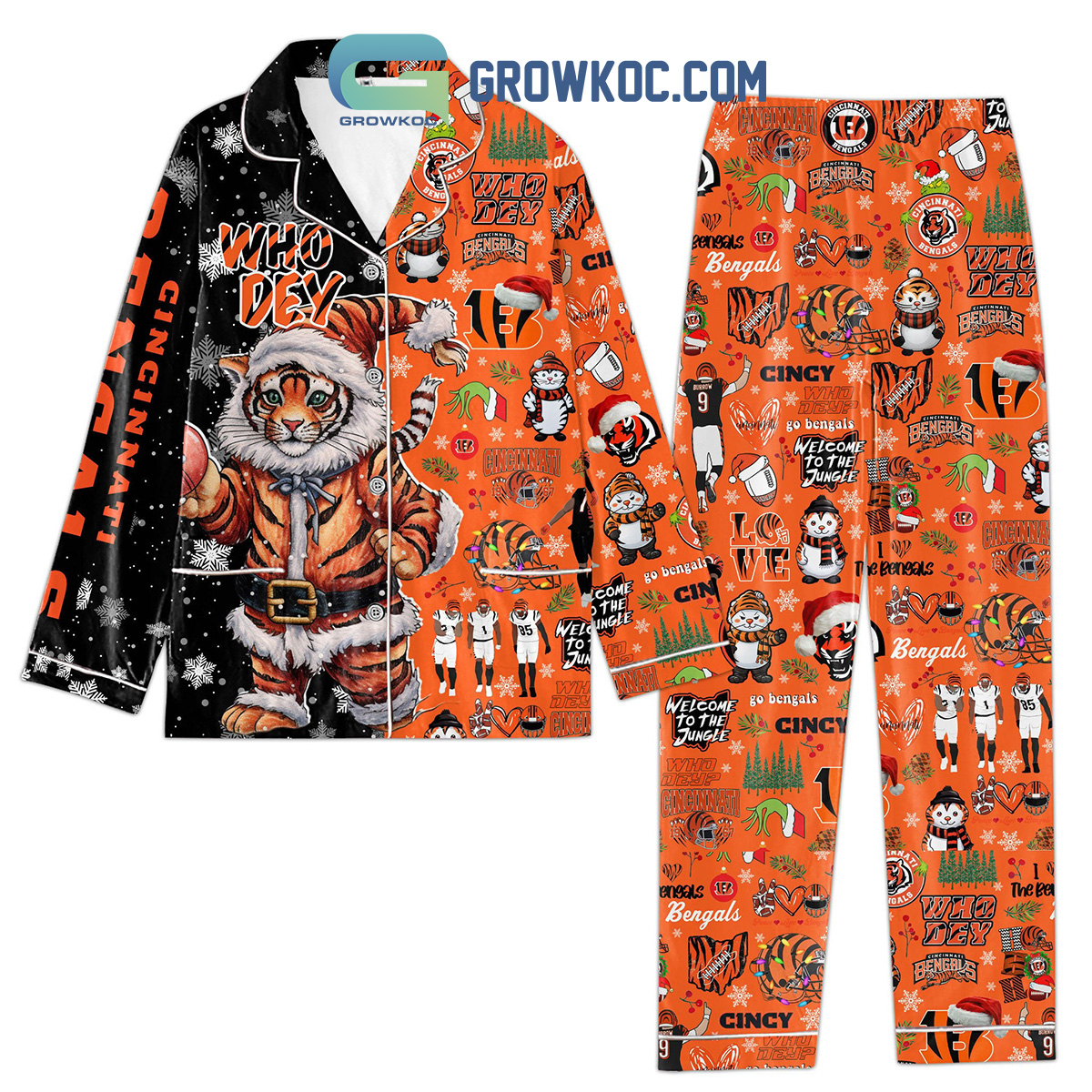 Cincinnati Bengals Who Dey Welcome To The Jungle Pajamas Set