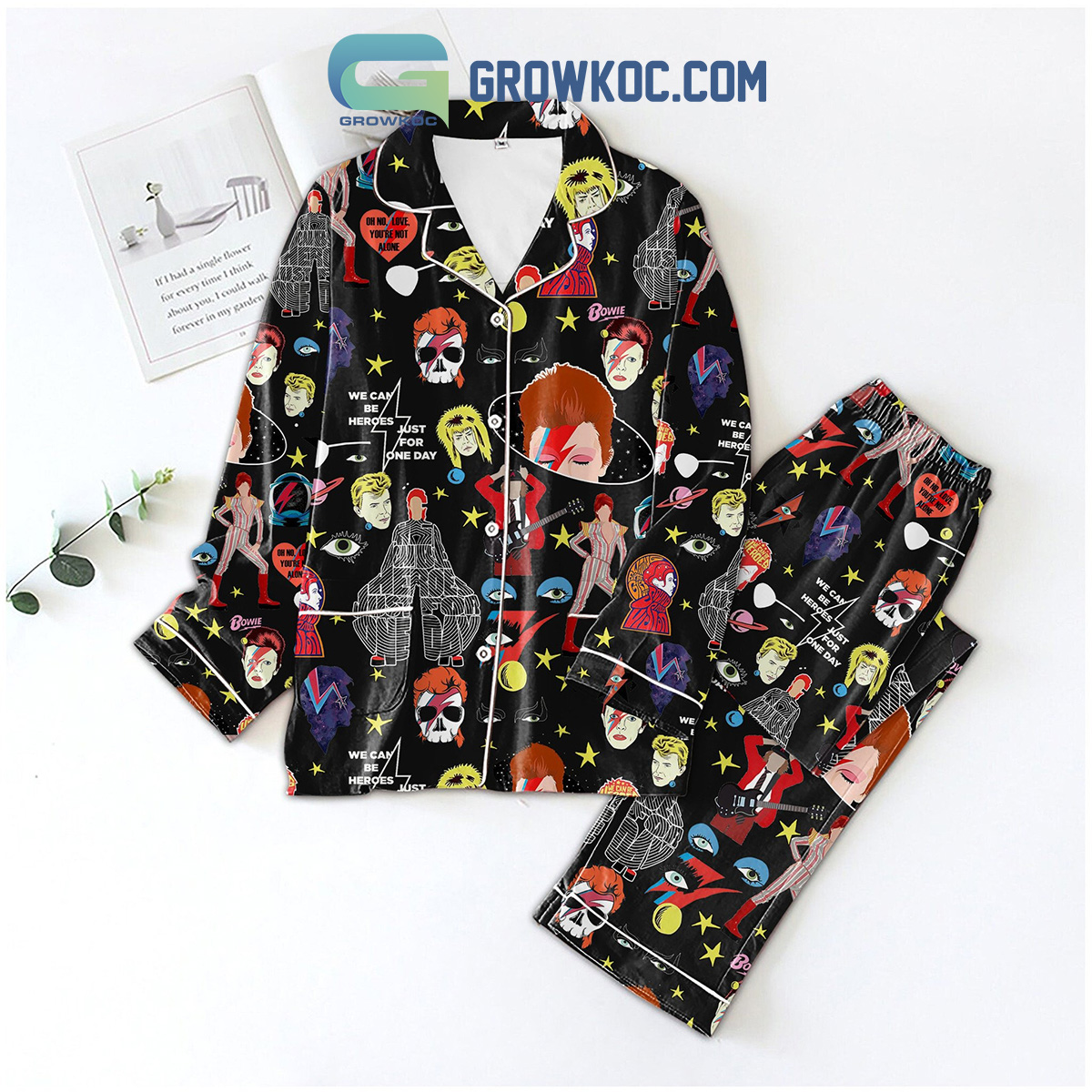 David Bowie Love You're Not Alone Pajamas Set