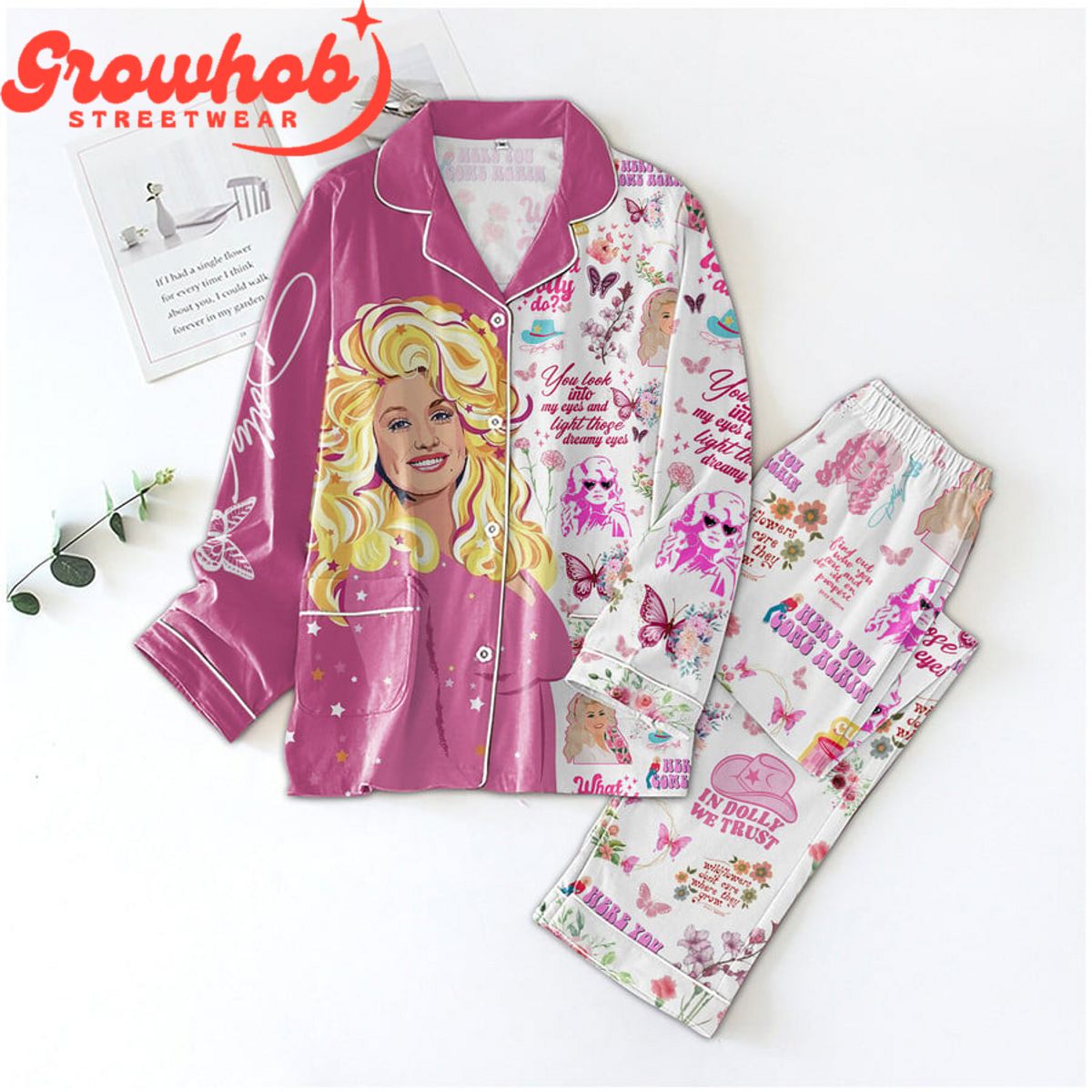 Dolly Parton Here You Come Again Valentine Polyester Pajamas Set