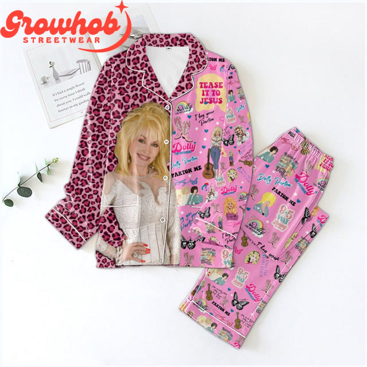 Dolly Parton Me Valentine Fan Polyester Pajamas Set