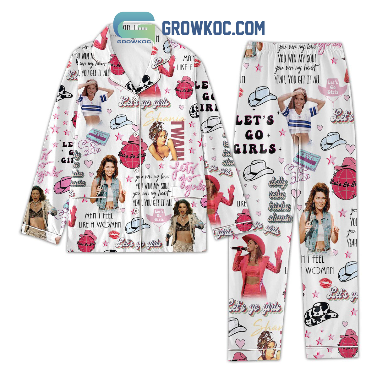 Dolly Reba Trisha Shania Let's Go Girls Polyester Pajamas Set