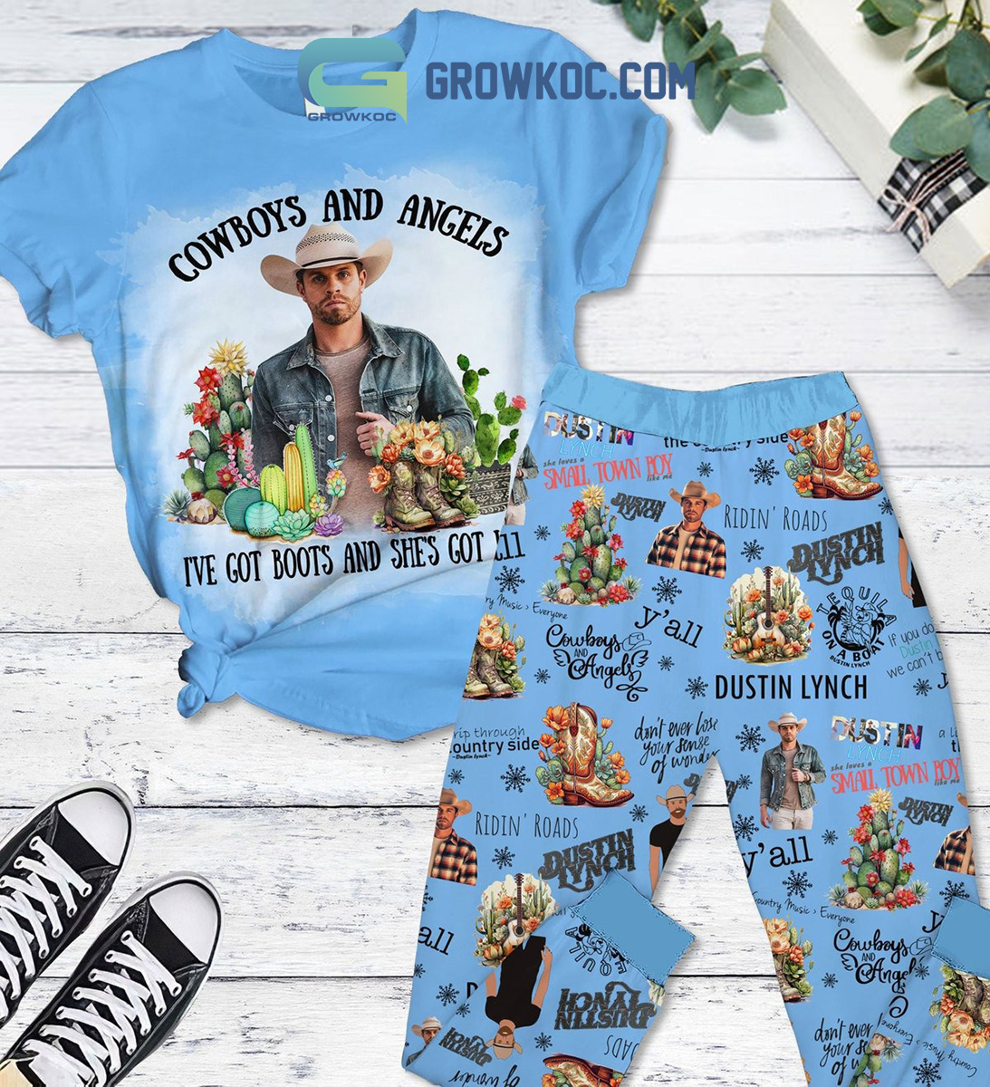 Dustin Lynch Cowboys And Angels I've Got Boots And She's Got Wings Pajamas Set