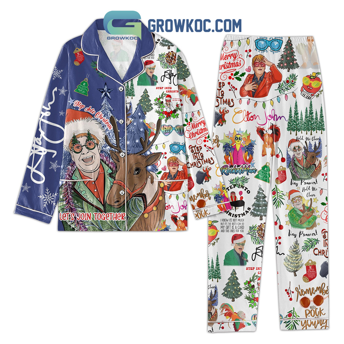 Elton John Rocket Man Merry Christmas Pajamas Set