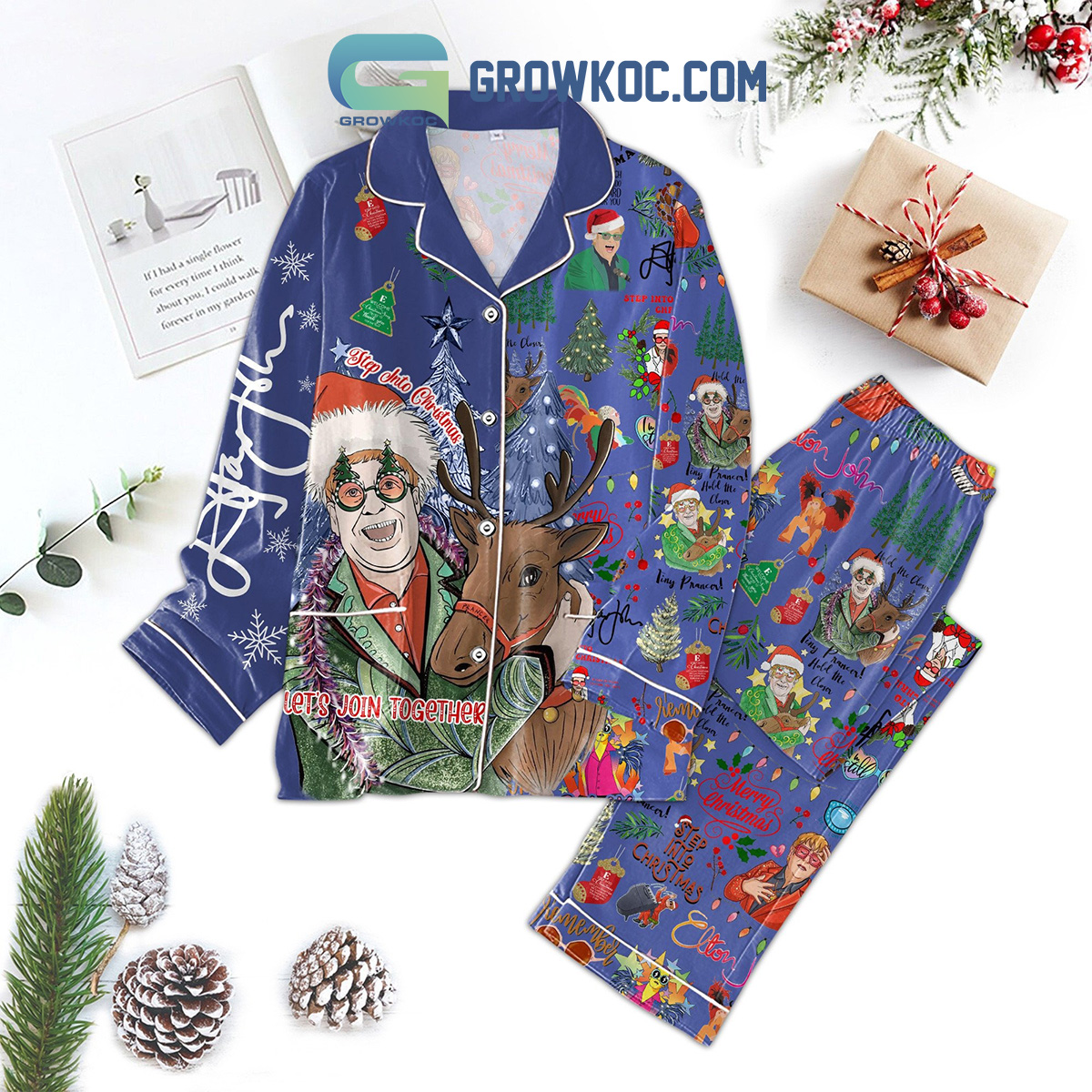 Elton John Step Into Christmas Let's Join Together Pajamas Set