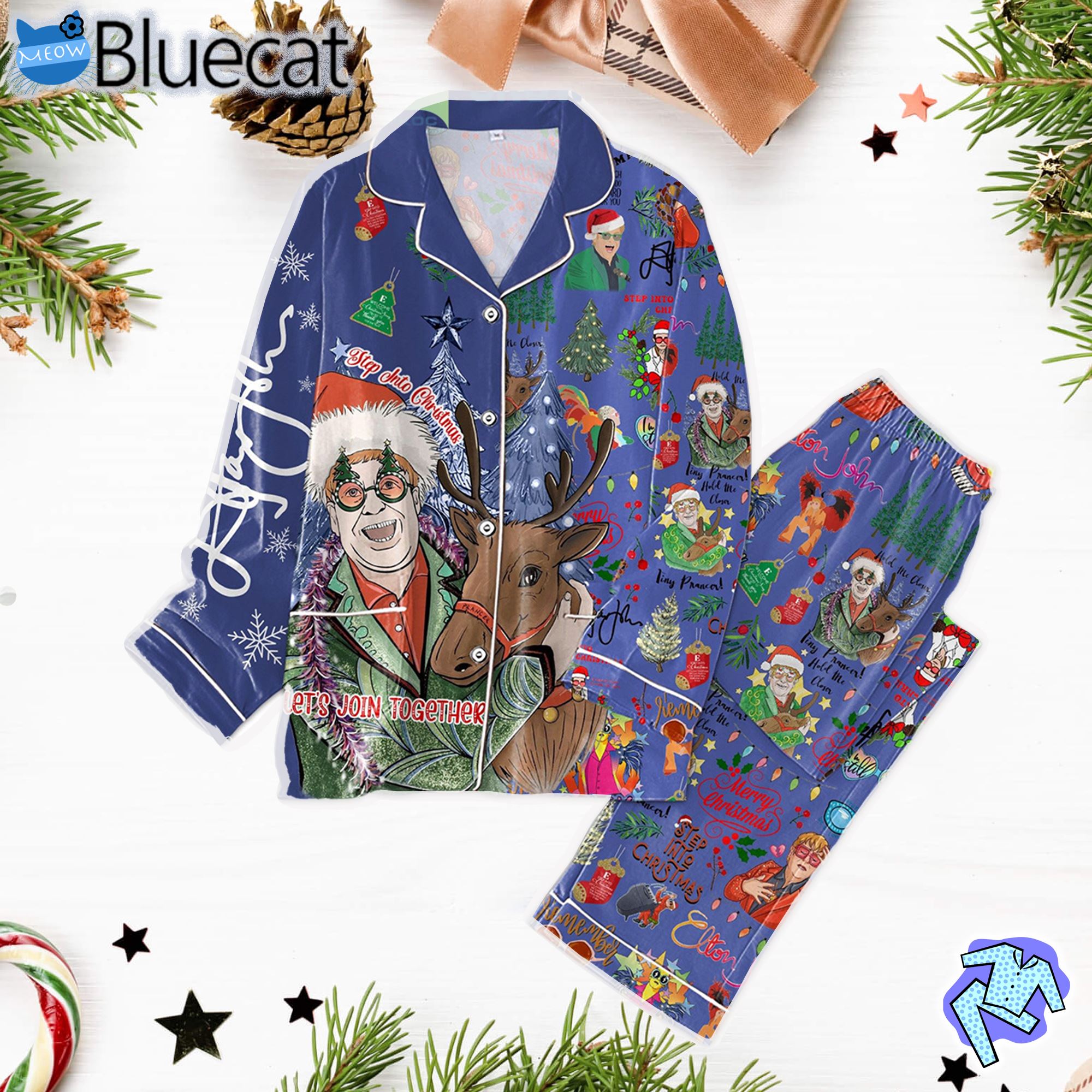 Elton John Step Into Christmas Lets Join Together Pajamas Set