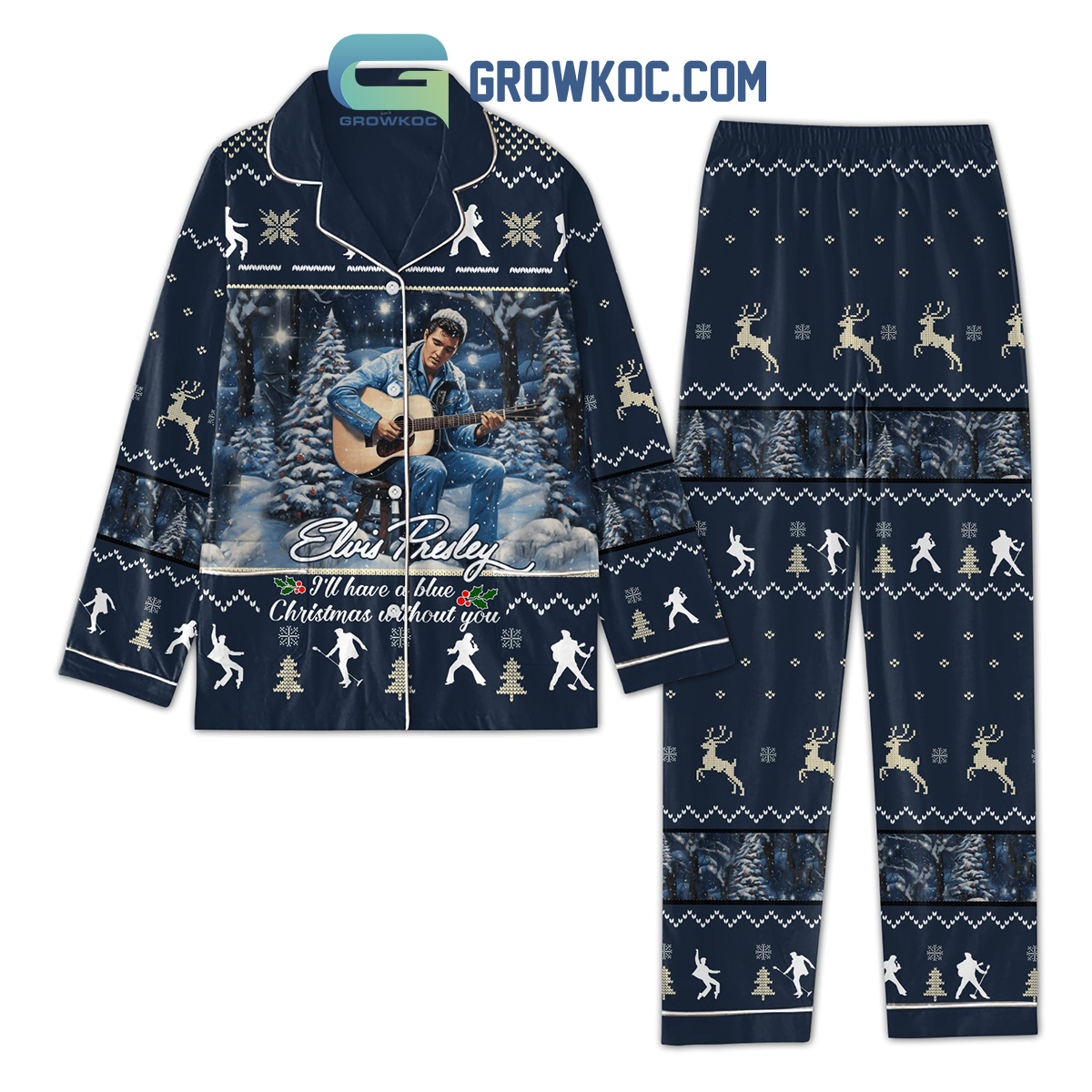 Elvis Presley I'll Have A Blue Christmas Without You Pajamas Set