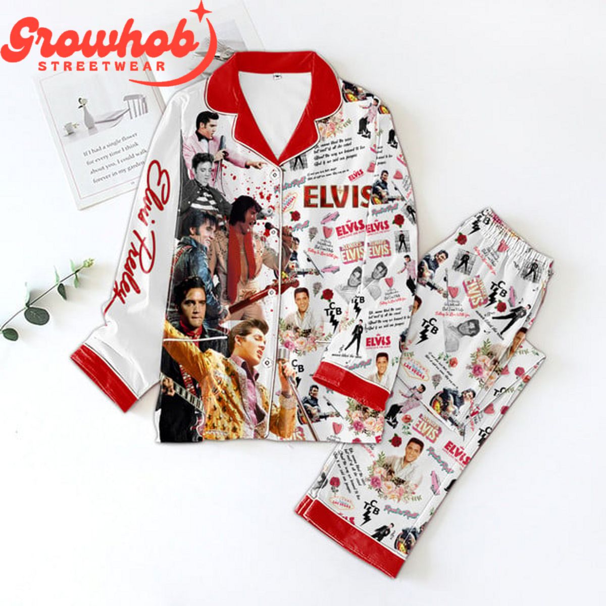 Elvis Presley Valentine King Of Roch N' Roll Polyester Pajamas Set