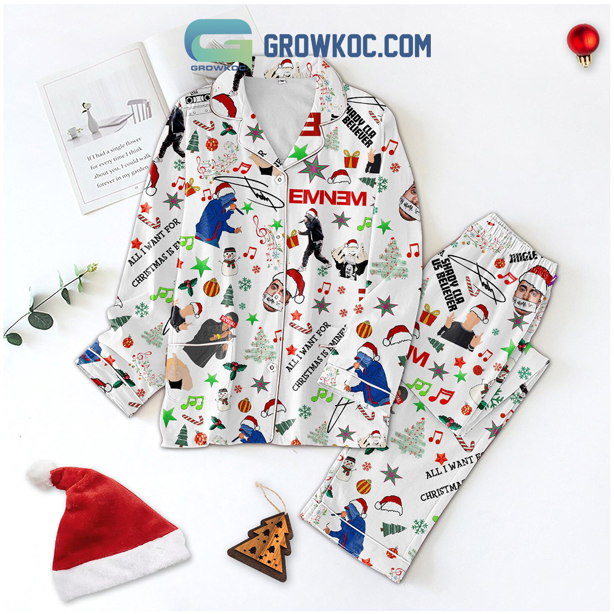 Eminem Real Slim Shady Christmas Polyester Pajamas Set