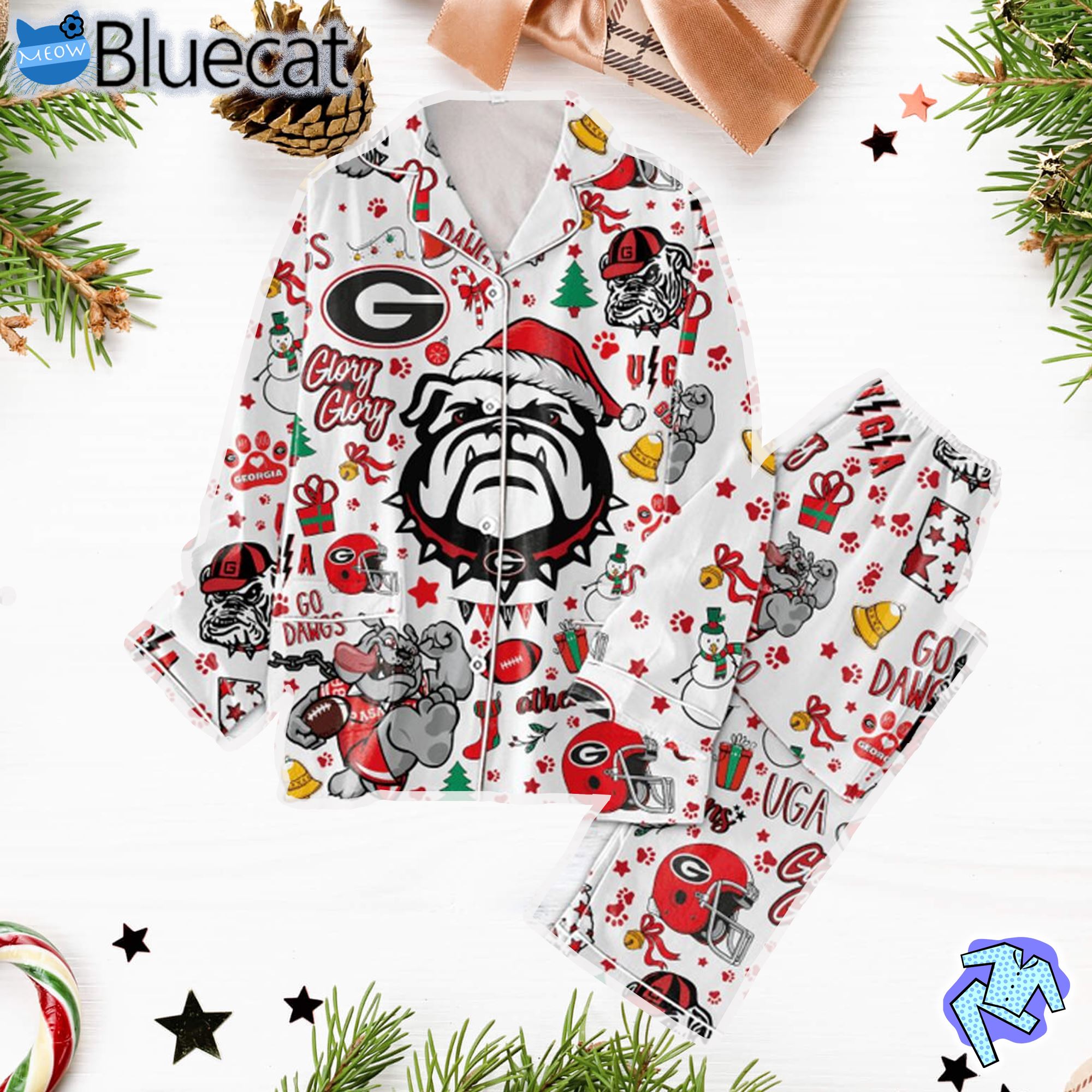 Georgia Bulldogs Glory Glory Merry Christmas Pajamas Set