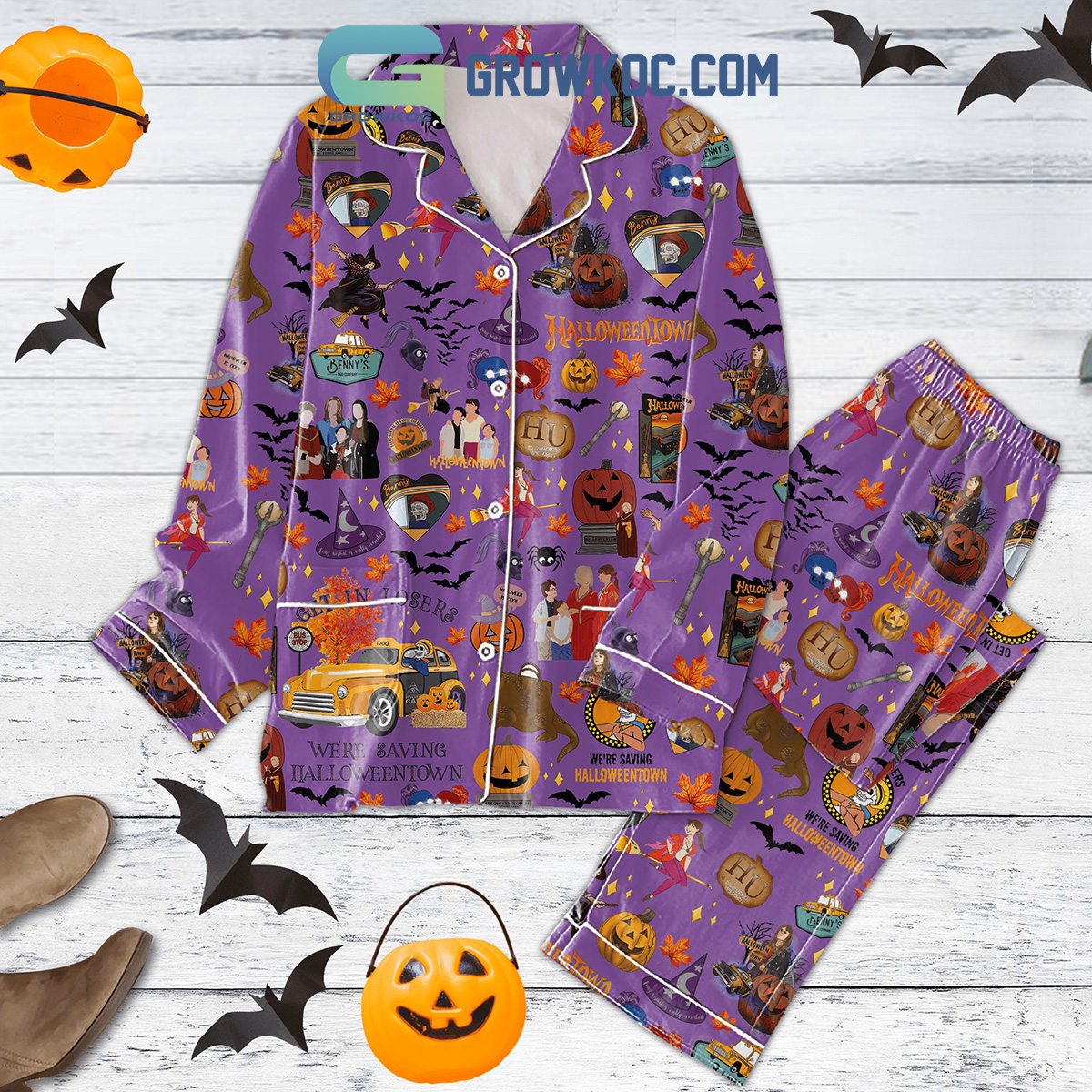 Get In Losers We're Saving Halloween Town Witch Pumpkin Pajamas Set