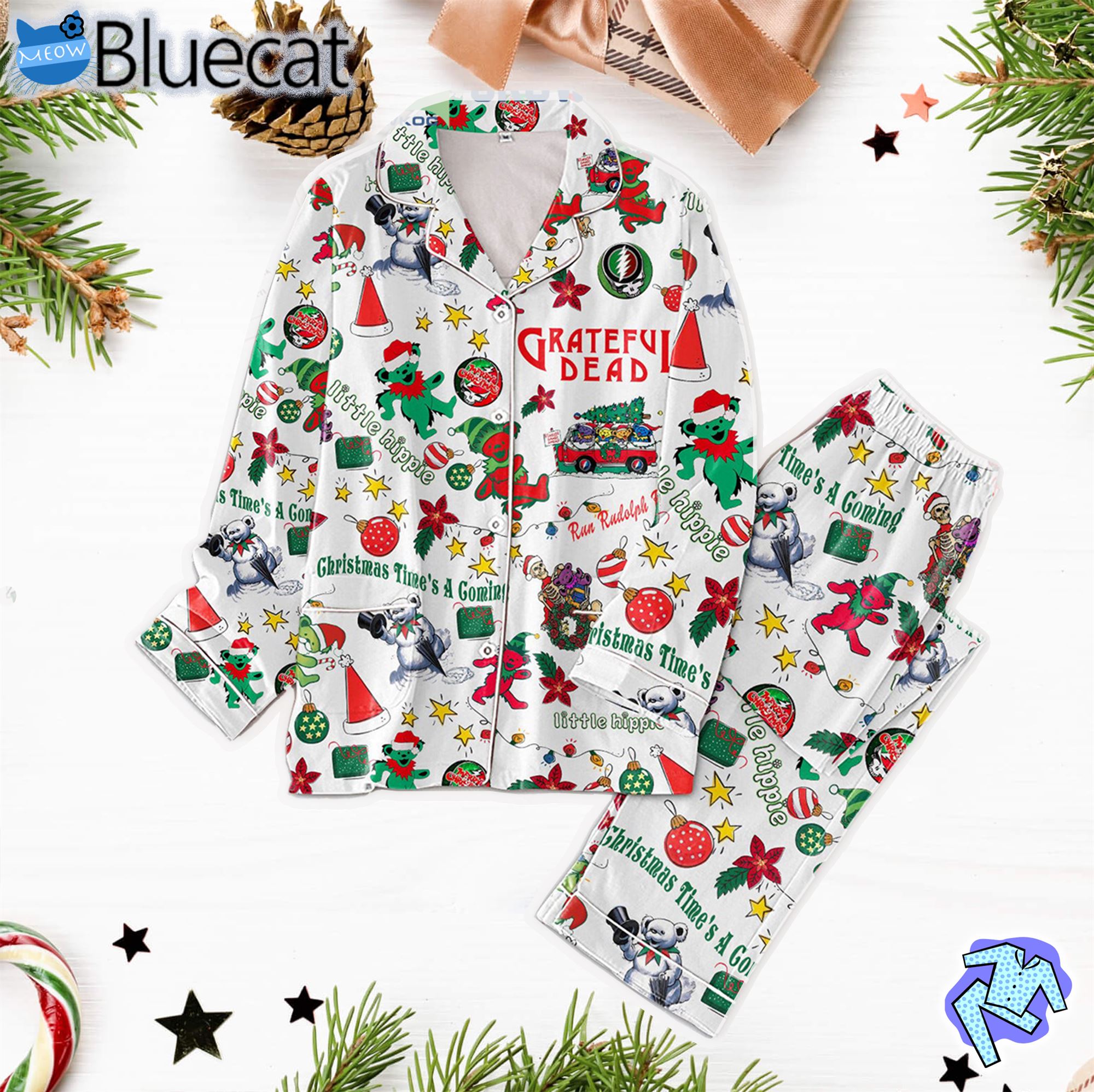 Grateful Dead Little Hippie Christmas Times A Coming Pajamas Set