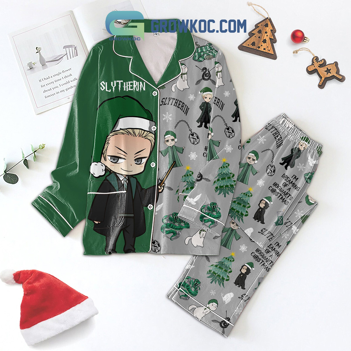 Harry Potter Slytherin I'm A Dreaming Of A Hogwarts Christmas Pajamas Set