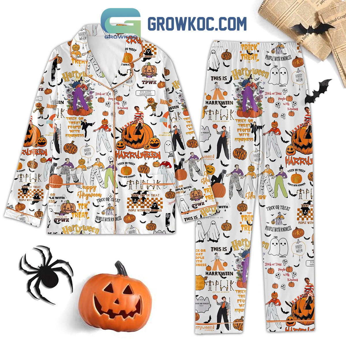 Harry Styles Happy Halloween Pumpkin This Is Harryween Pajamas Set