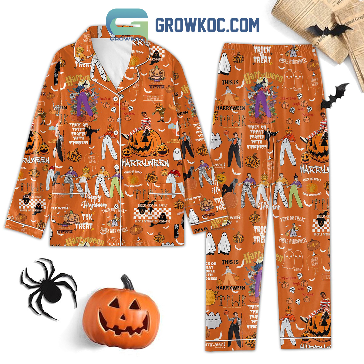 Harry Styles Harryween Trick Or Treat People With Kindness Pajamas Set