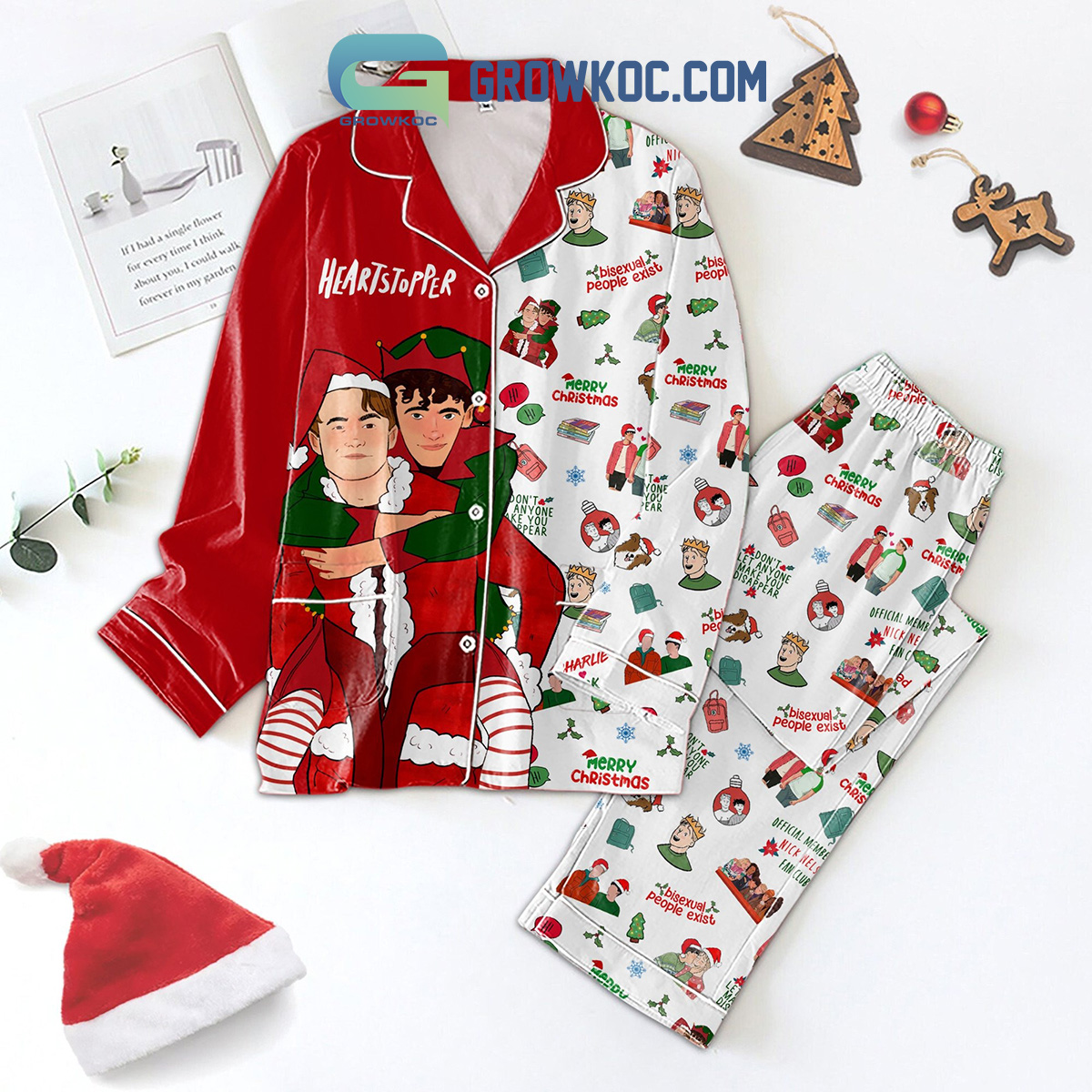 Heartstopper Merry Christmas Bisexual People Exist Pajamas Set