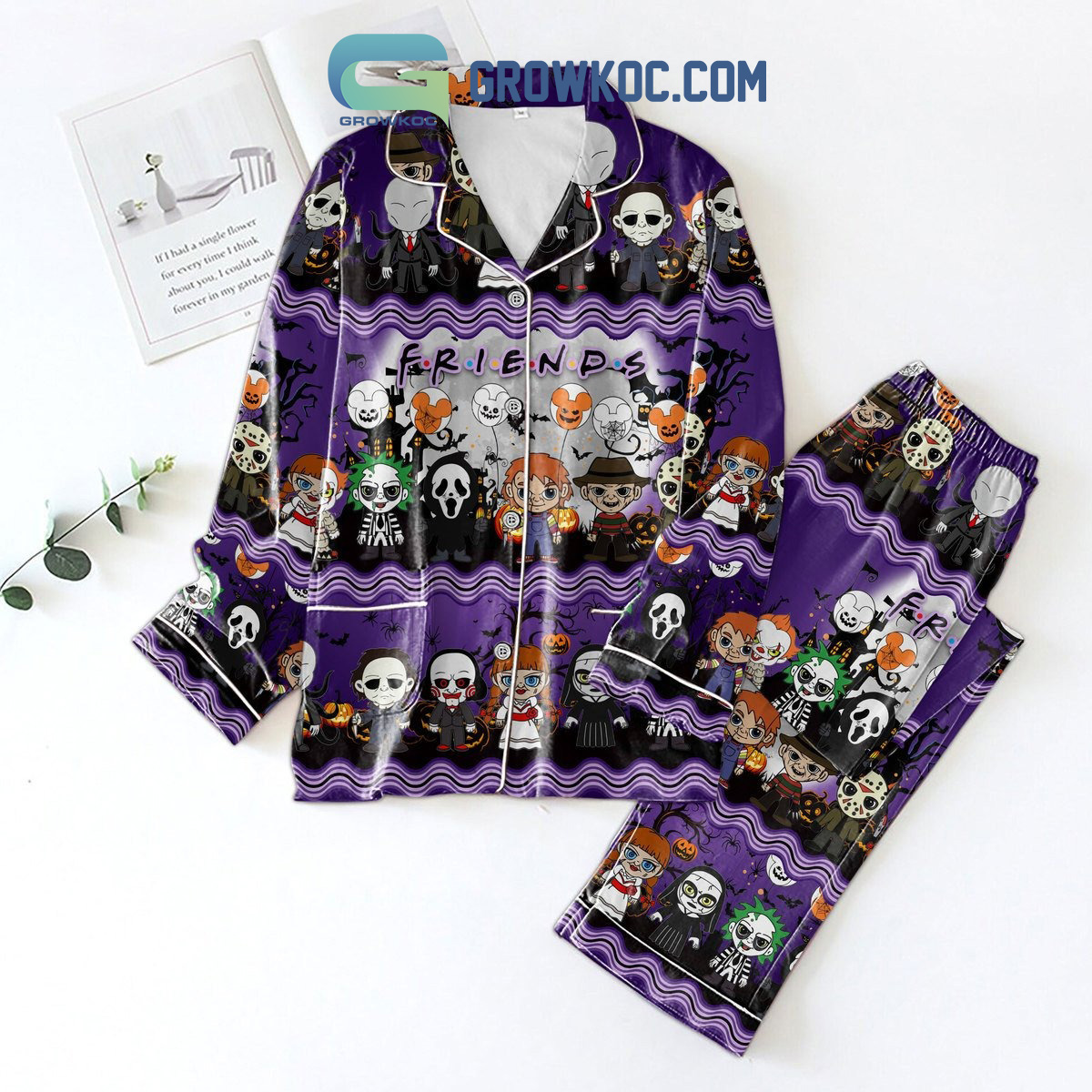 Horror Movies Friends Halloween Pajamas Set