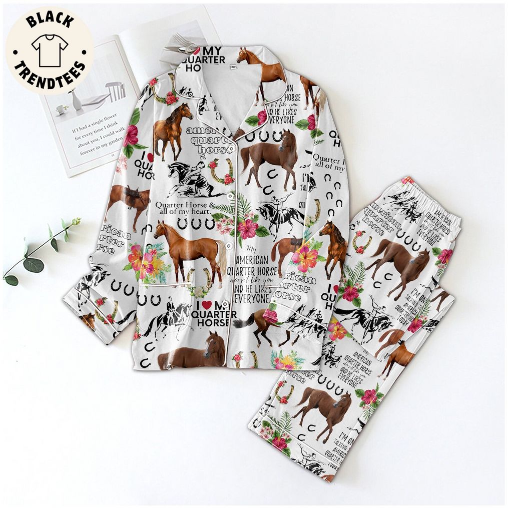 I Love My Quarter Horse Flower Design Pijamas Set