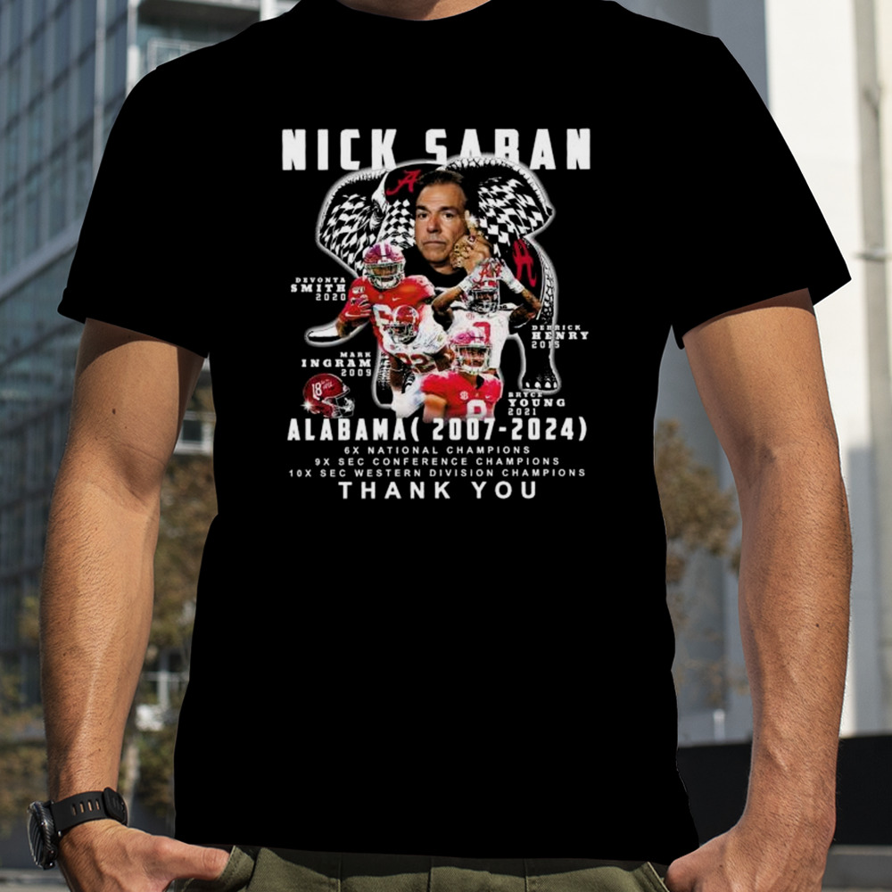 Nick Saban Alabama Crimson Tide 2007-2024 Thank You Shirt