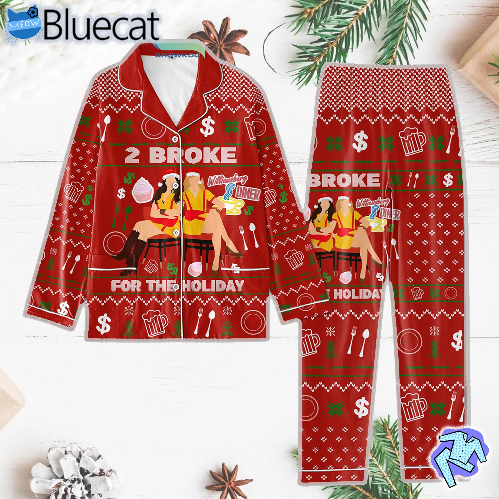 2 Broke For The Holiday Pajamas Sets