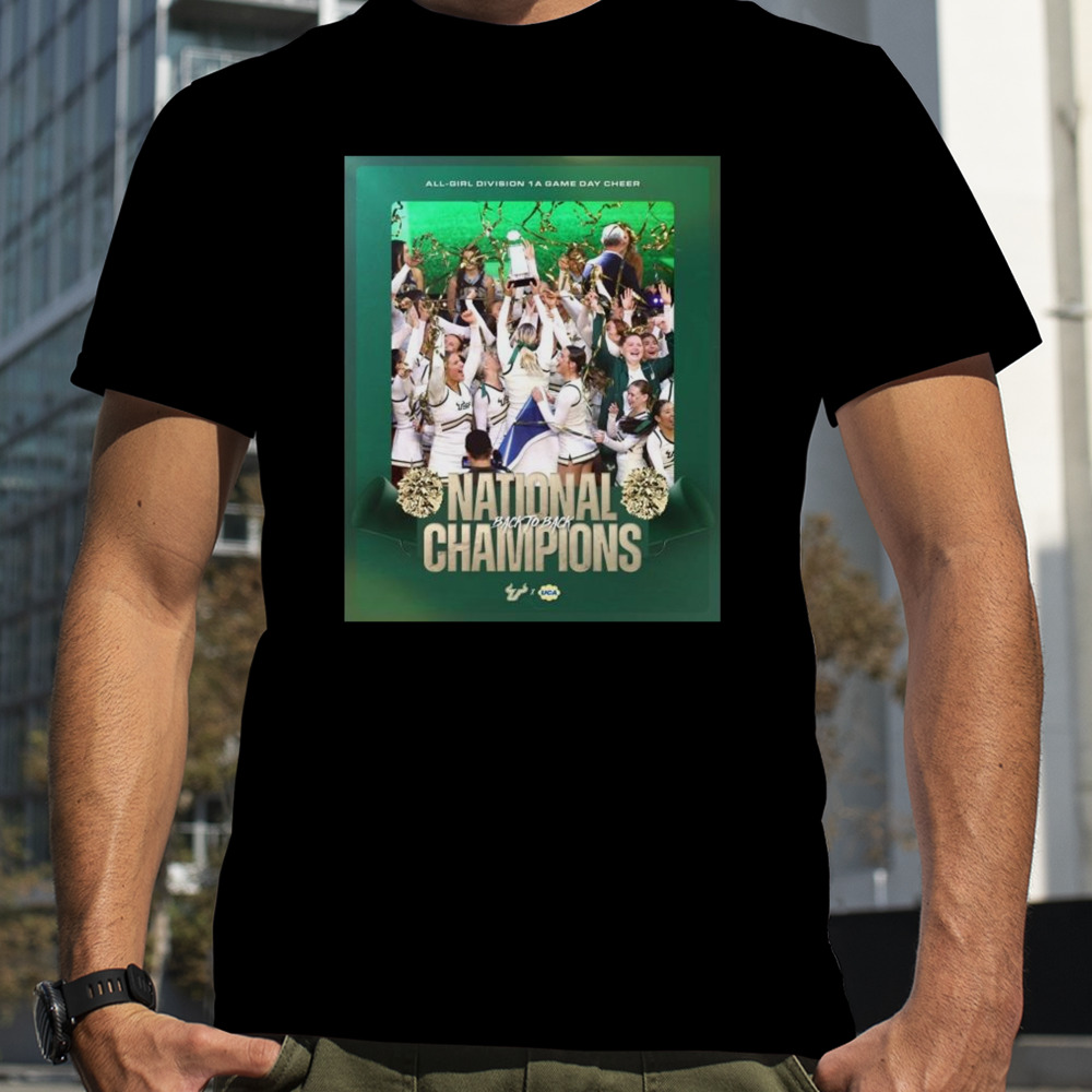 Congratulations To Usf All-girl Cheer Back To Back National Champions 2024 Uca All-girl Division 1a Game Day Cheer T-shirt