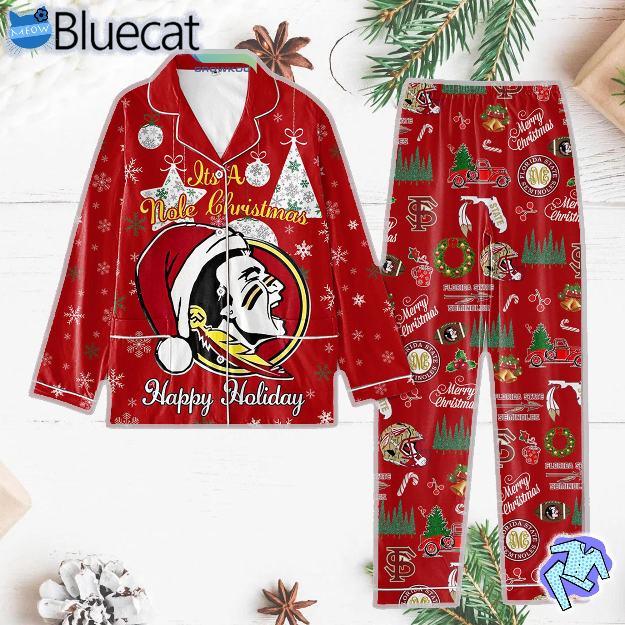 Its A Nole Christmas Happy Holiday Pajamas Set