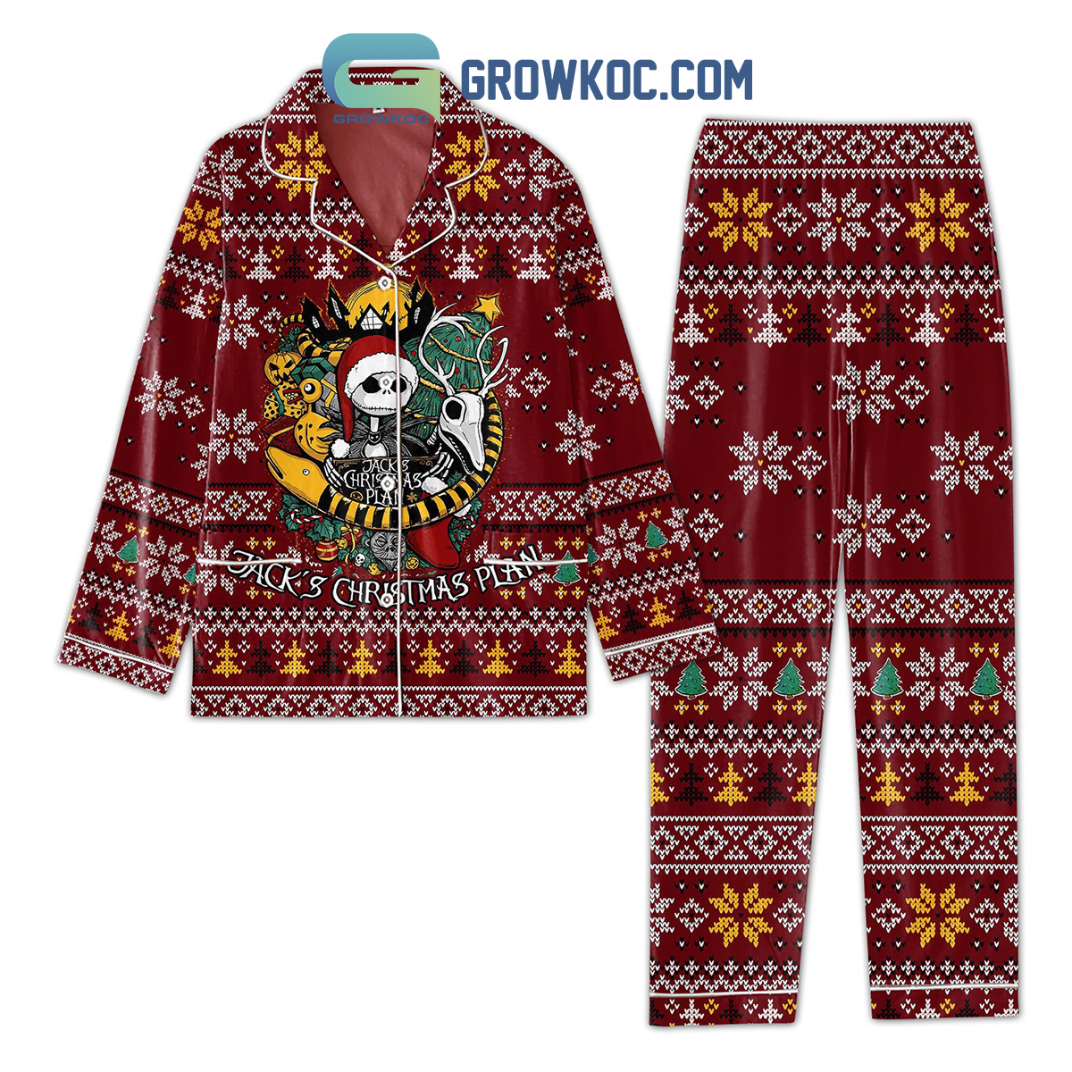 Jack Skellington Christmas Plan Polyester Pajamas Set