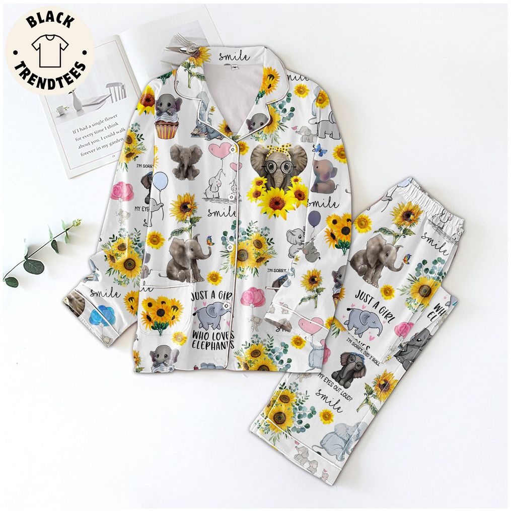 Just A Girl Who Love Elephants Sunflower Design Pijamas Set