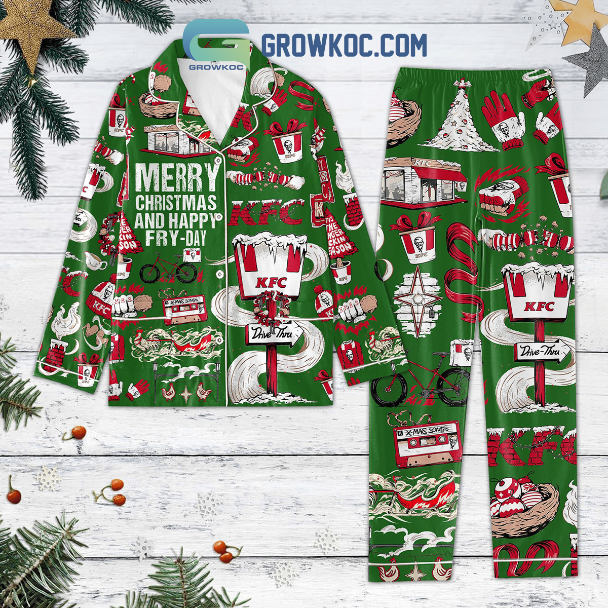 KFC Merry Christmas And Happy Fry Day Pajamas Set