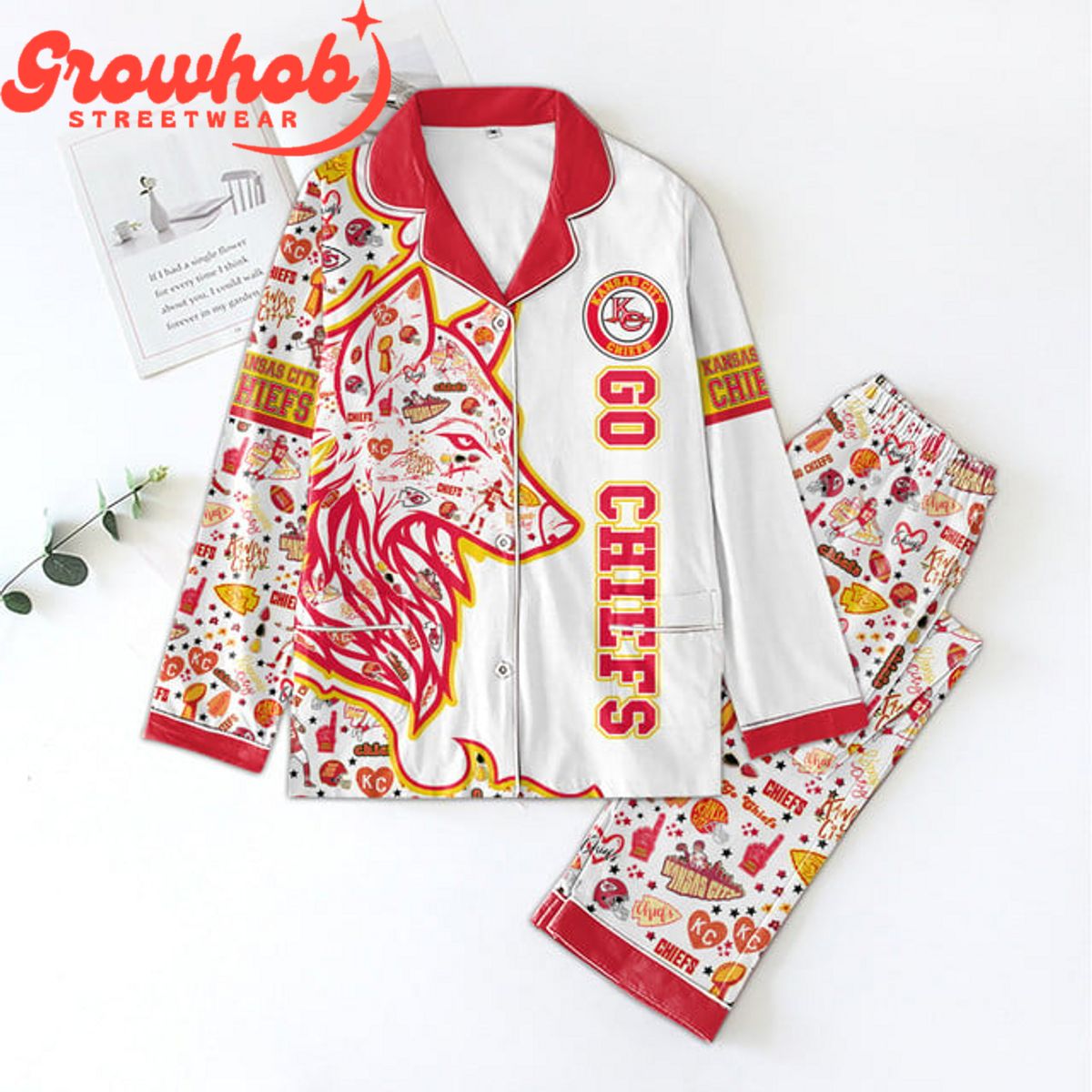 Kansas City Chiefs Go Chiefs Fan Polyester Pajamas Set