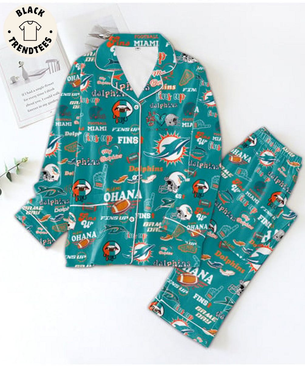 LIMITED Football Miami Fins Up My Dolphins Design Pijamas Set