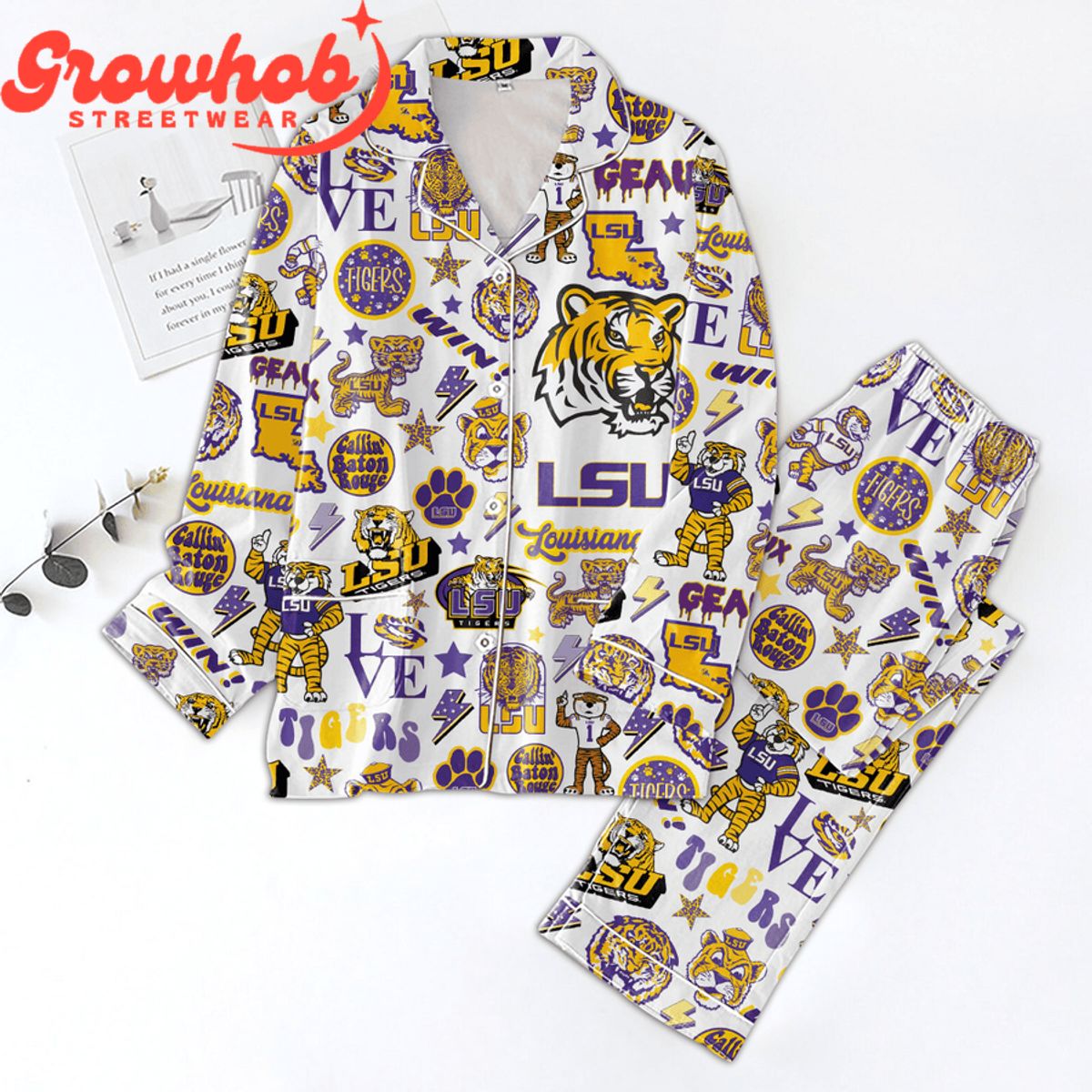 LSU Tigers Valentine Polyester Pajamas Set