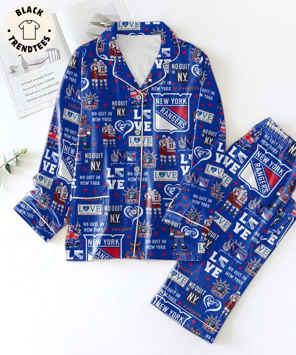 LUXURY NewYork Rangers No Quit In New York Logo Design Pijamas Set