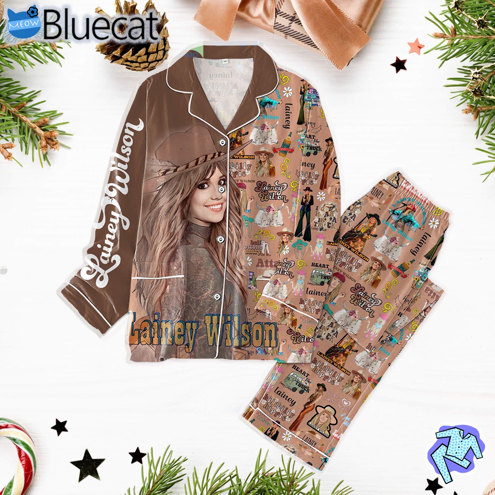 Lainey Wilson Hillbilly Hippie Bell Bottom Country Pajamas Set