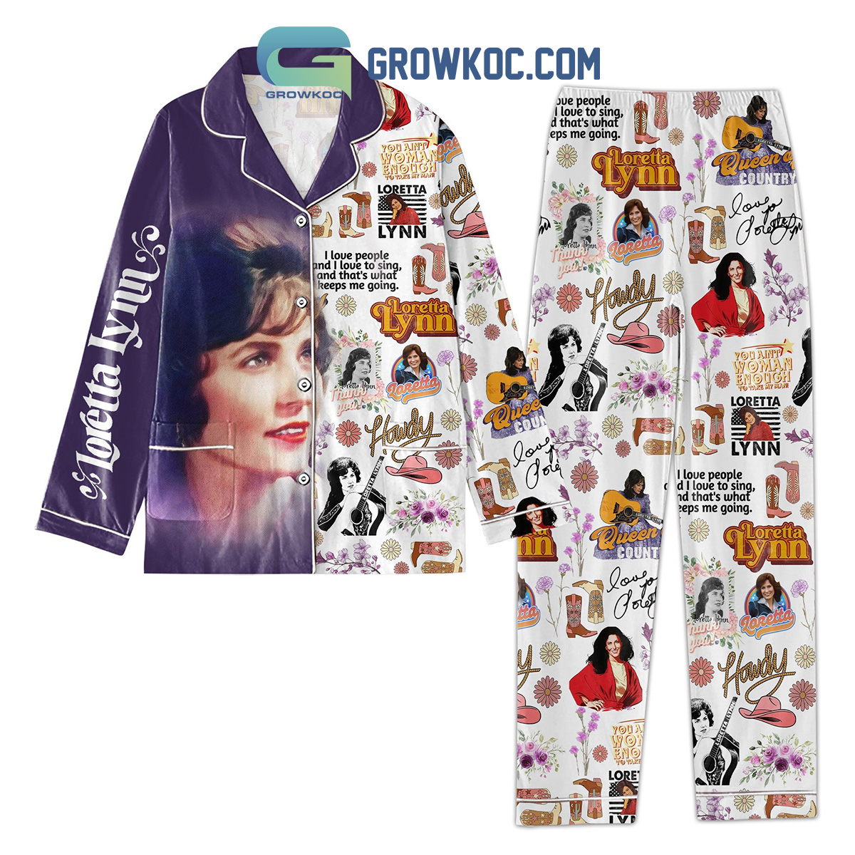 Loretta Lynn I Love People And I love To Sing Pajamas Set