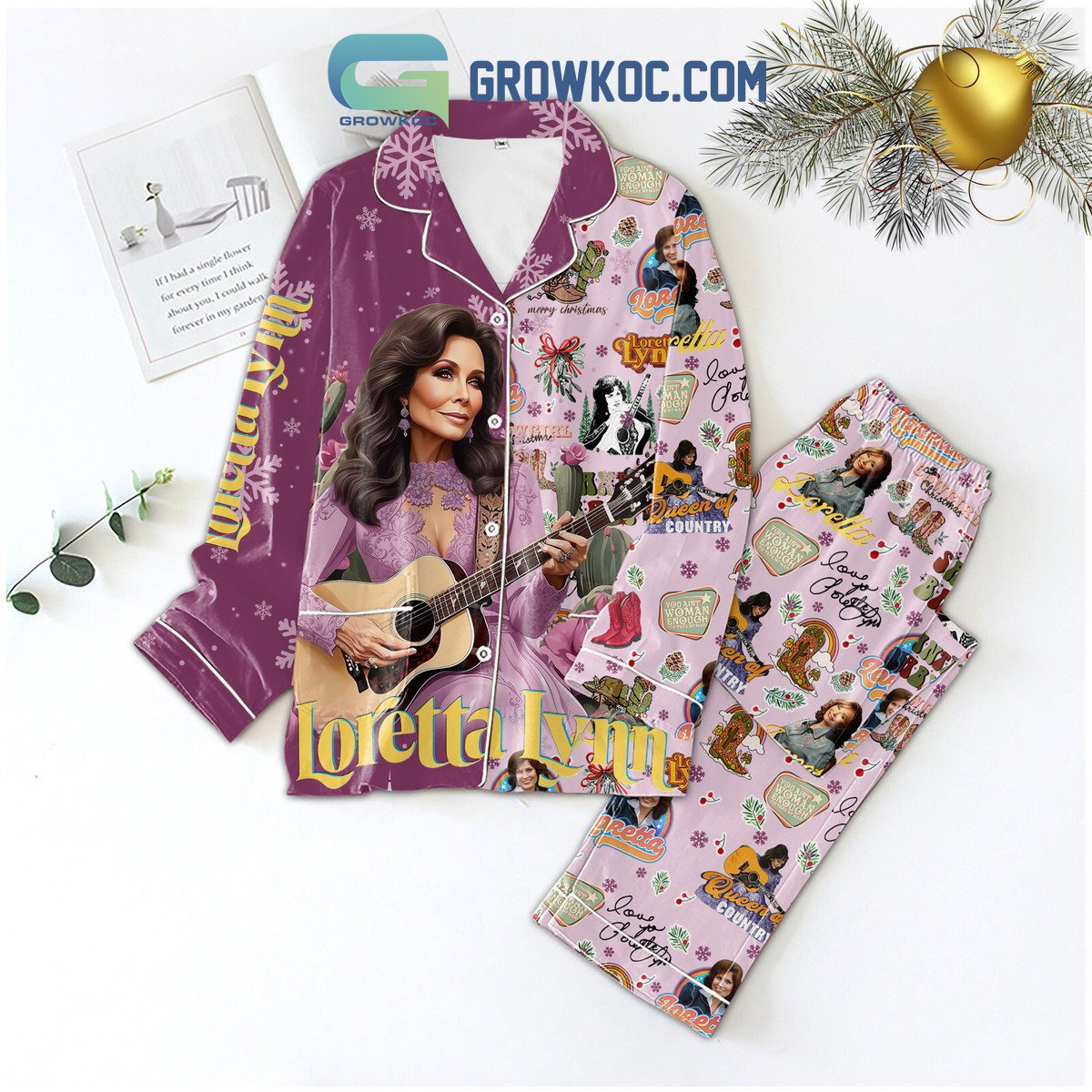 Loretta Lynn Queen Of Country Christmas Polyester Pajamas Set