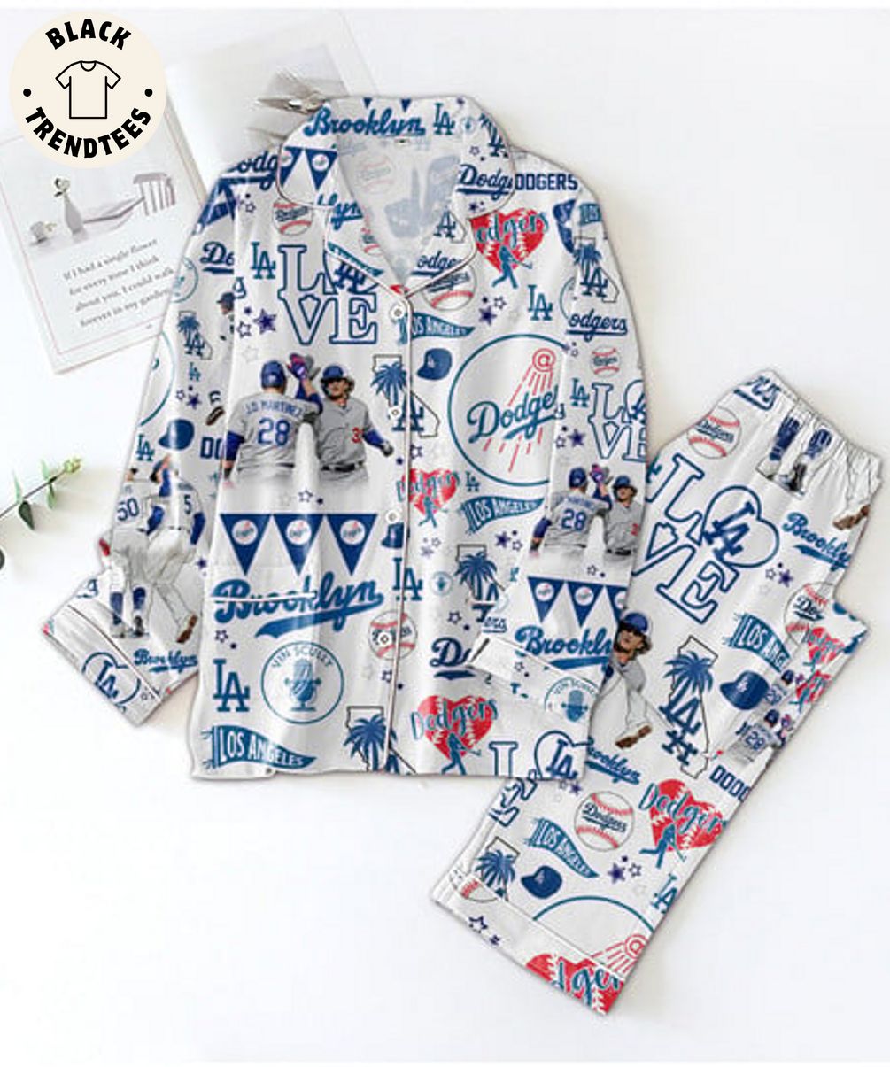 Los Angeles Dodgers Love White Pijamas Set