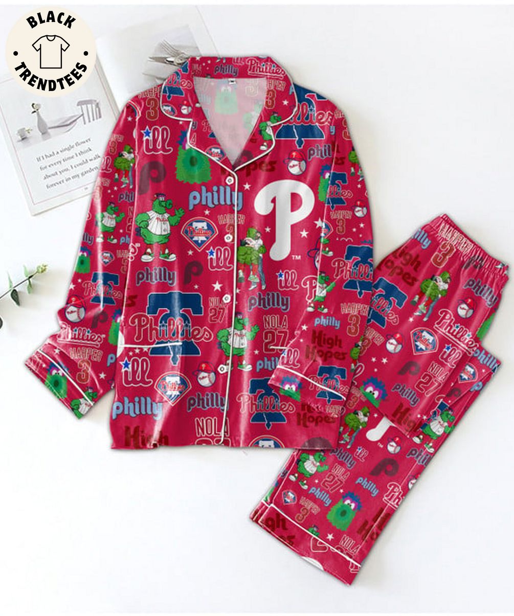 MLB Philadelphia Phillies Harfer 3 Phillies ILL Nola 27 Red Pijamas Set