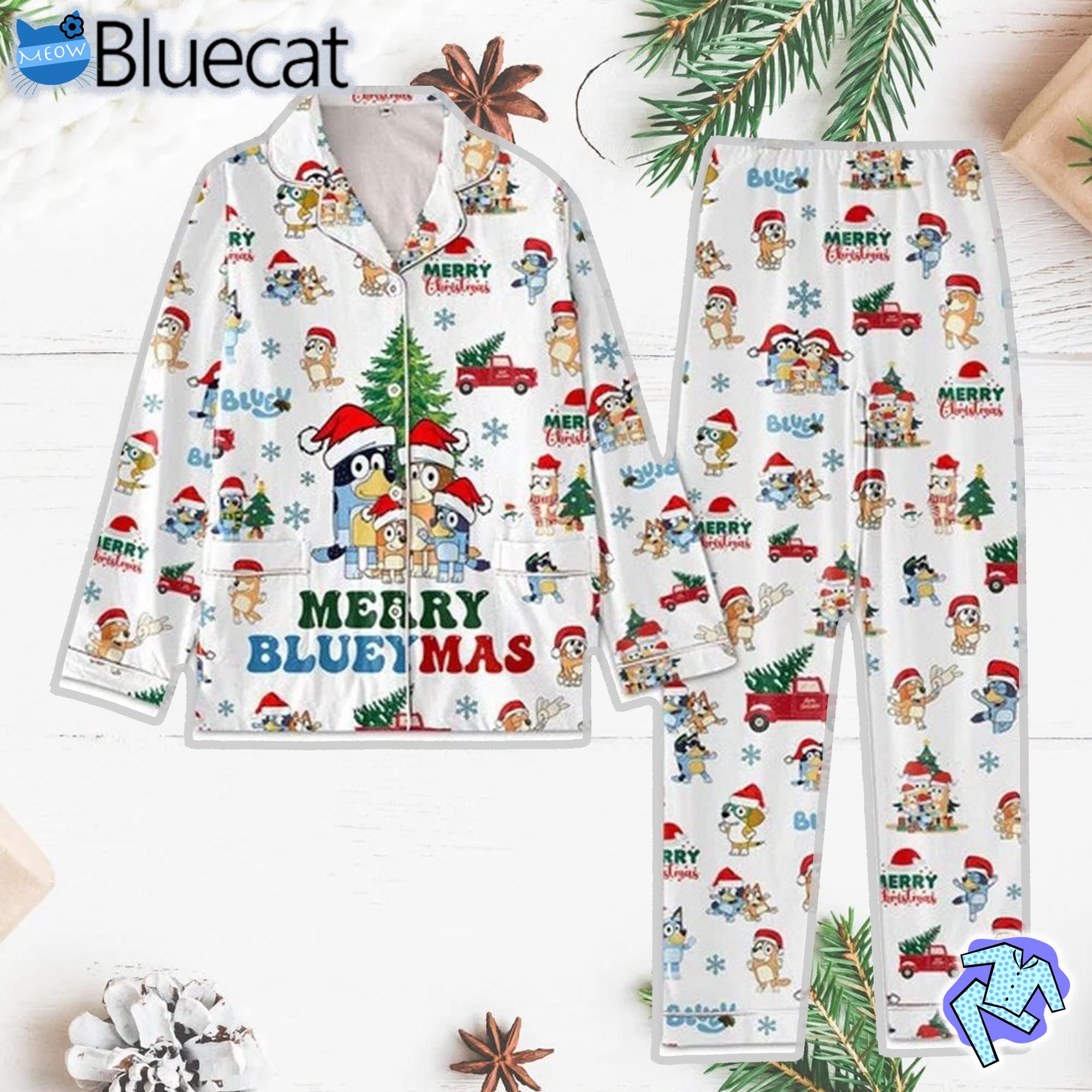 Merry Christmas Merry Blueymas Bluey Pajamas Set