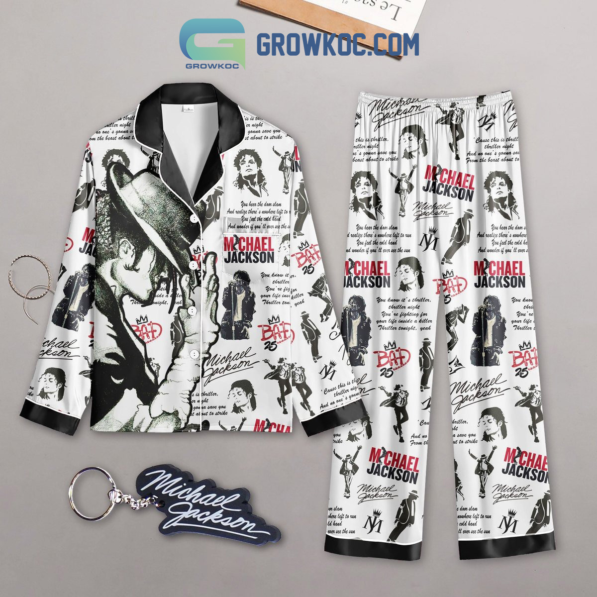 Michael Jackson Black And White Polyester Pajamas Set