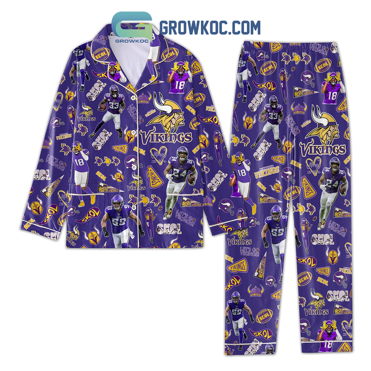 Minnesota Vikings Skol Let's Go Vikings Pajamas Set