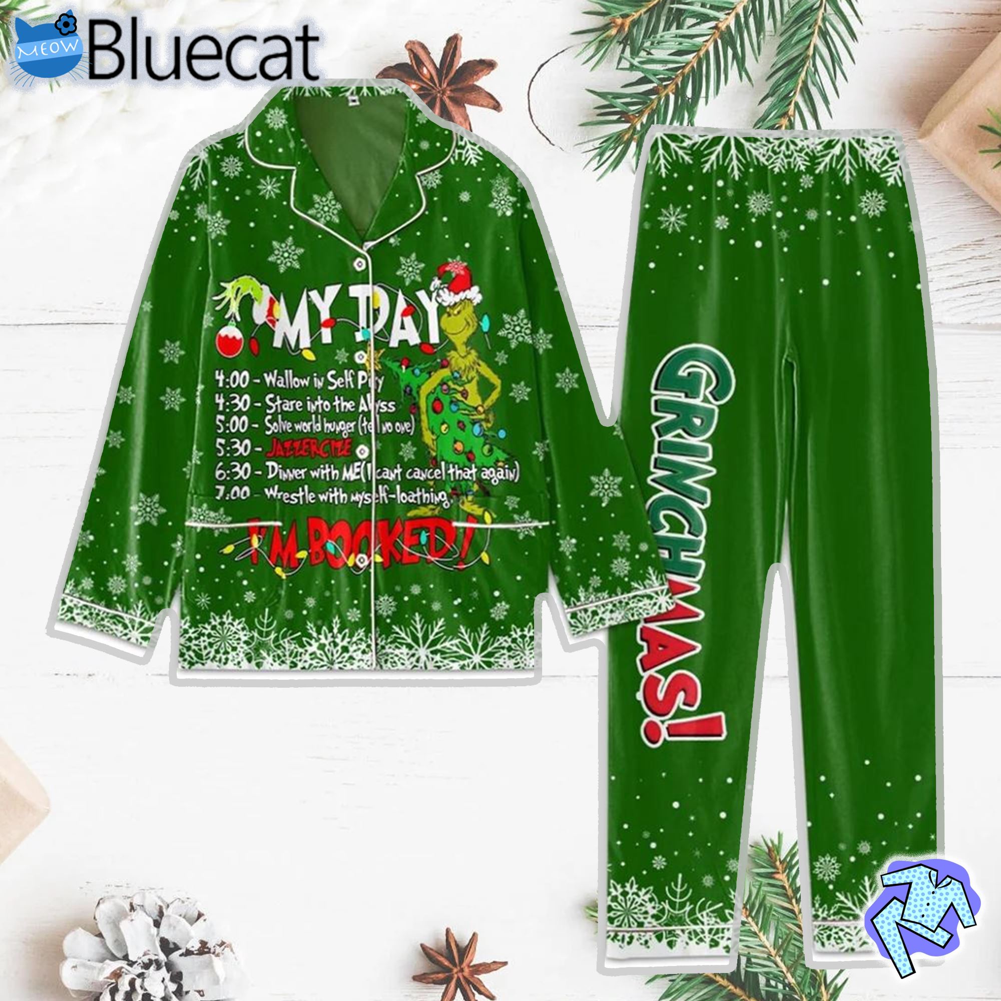 My Day Im Booked Grinchmas Grinch Pajamas Set