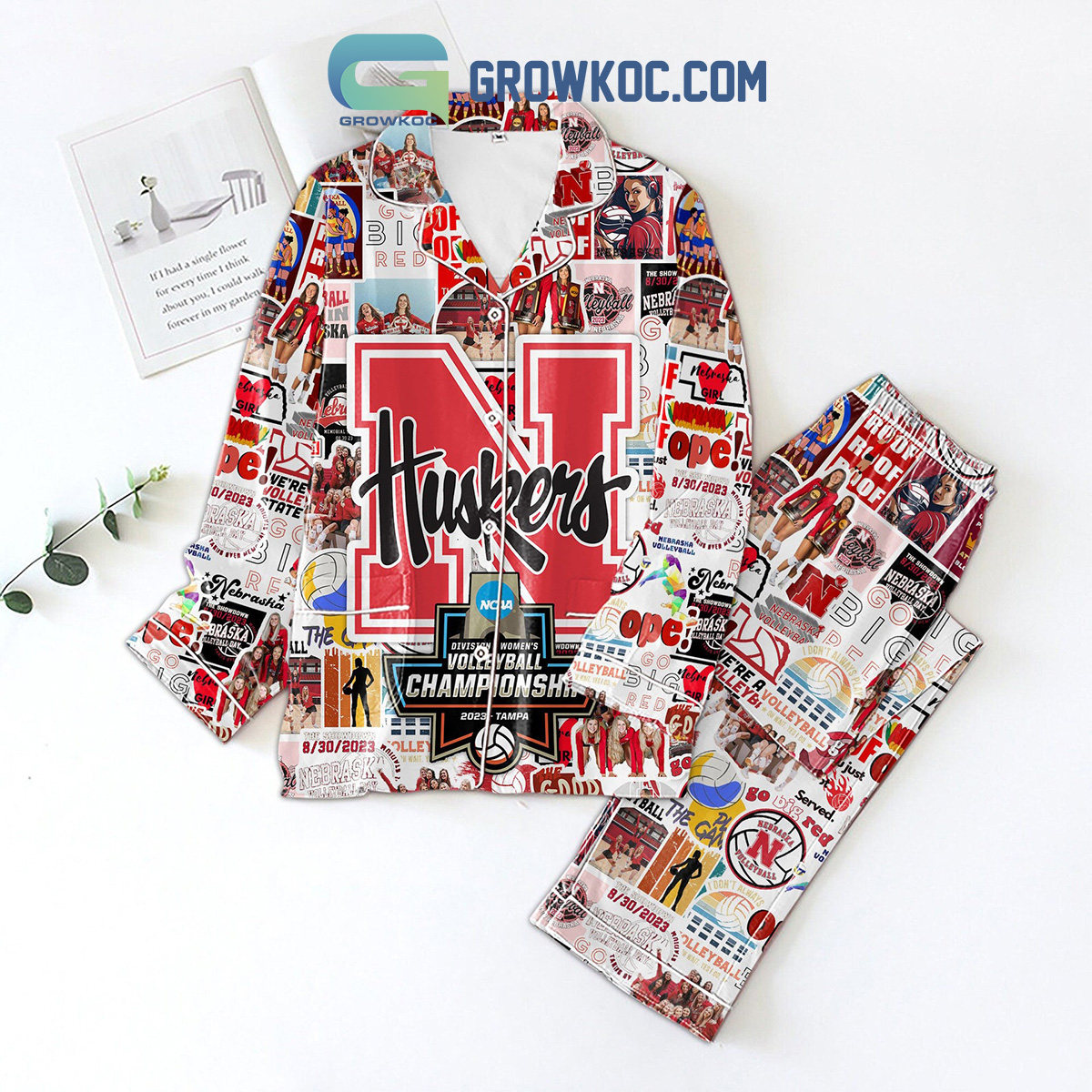 Nebraska Cornhuskers Volleyball Championship Polyester Pajamas Set