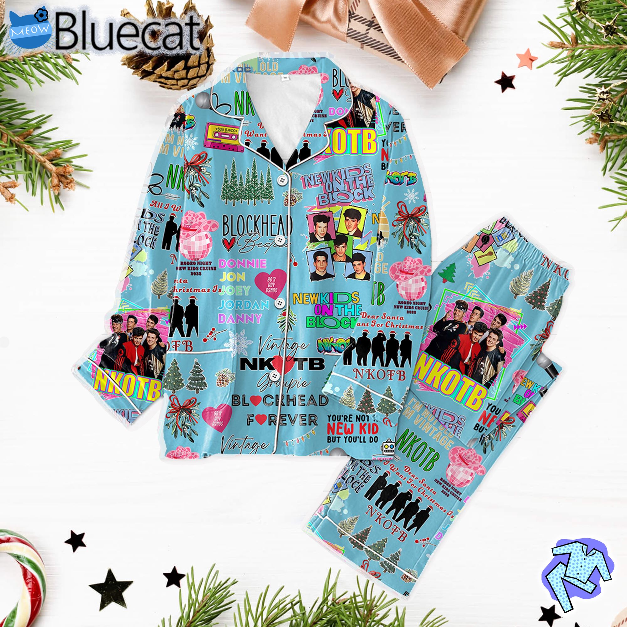 New Kids On The Block Blockhead Forever Vintage Nkotb Youre Not A New Kid But Youll Do Christmas Polyester Pajama Sets