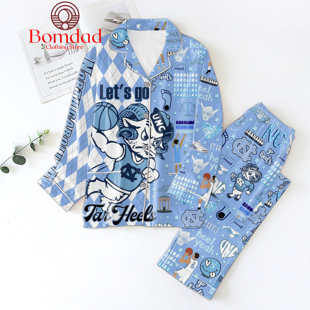 North Carolina Tar Heels Ho Heels Born Bred Dead Pajamas Set - Bomdad